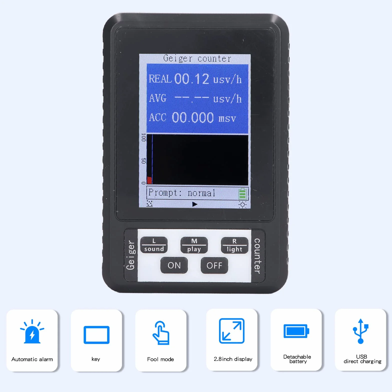 Detektor Promieniowania Jądrowego Licznika Geigera, Ulepszony Dozymetr Promieniowania, Akumulator Beta Gamma XRay Przenośny Ręczny Monitor Promieniowania z Wyświetlaczem LCD