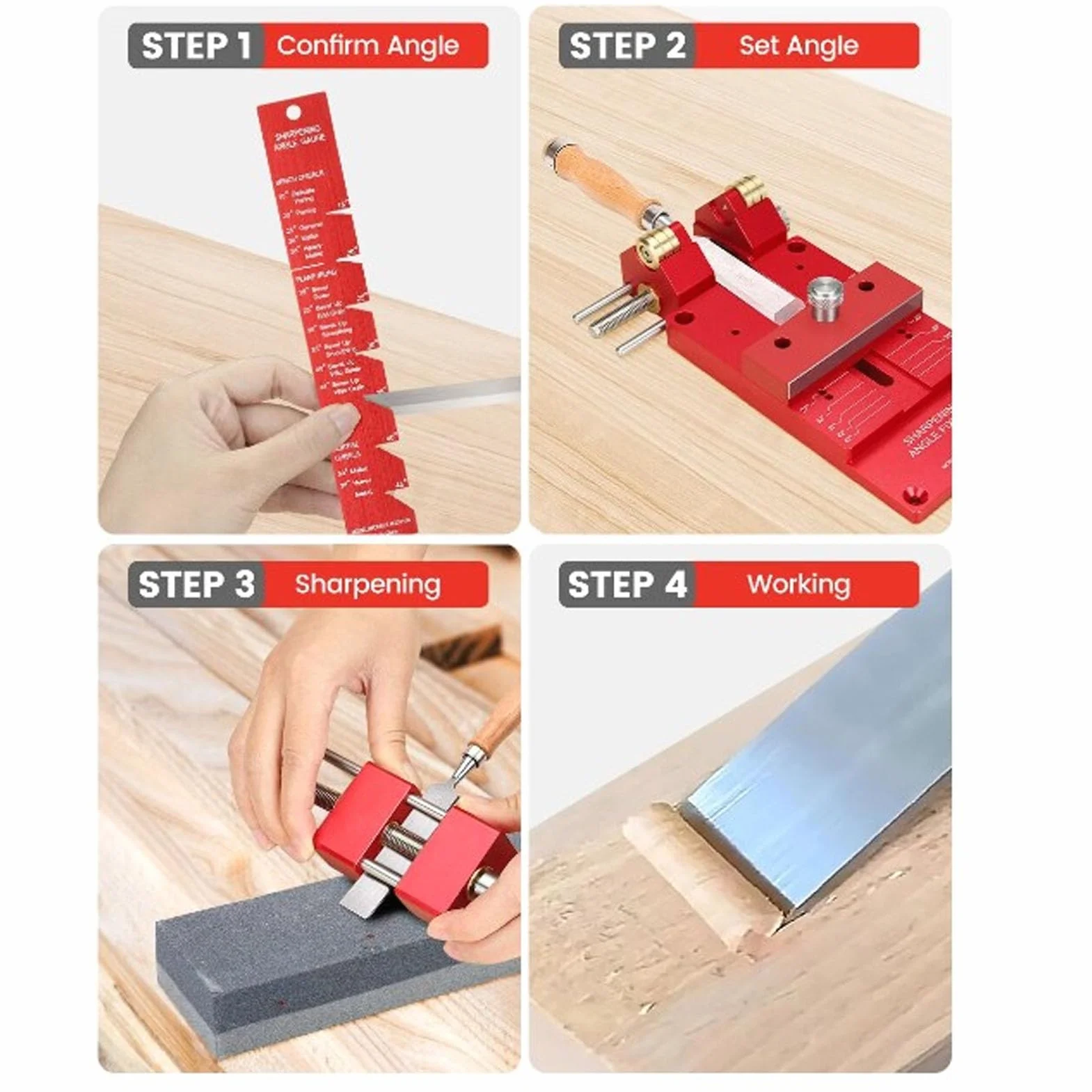 Selening Jig Zestaw do Ostrzenia Dłut ze Stopu Aluminium, Prowadnica Honowania z Uchwytem Kątowym 15-45 Stopni