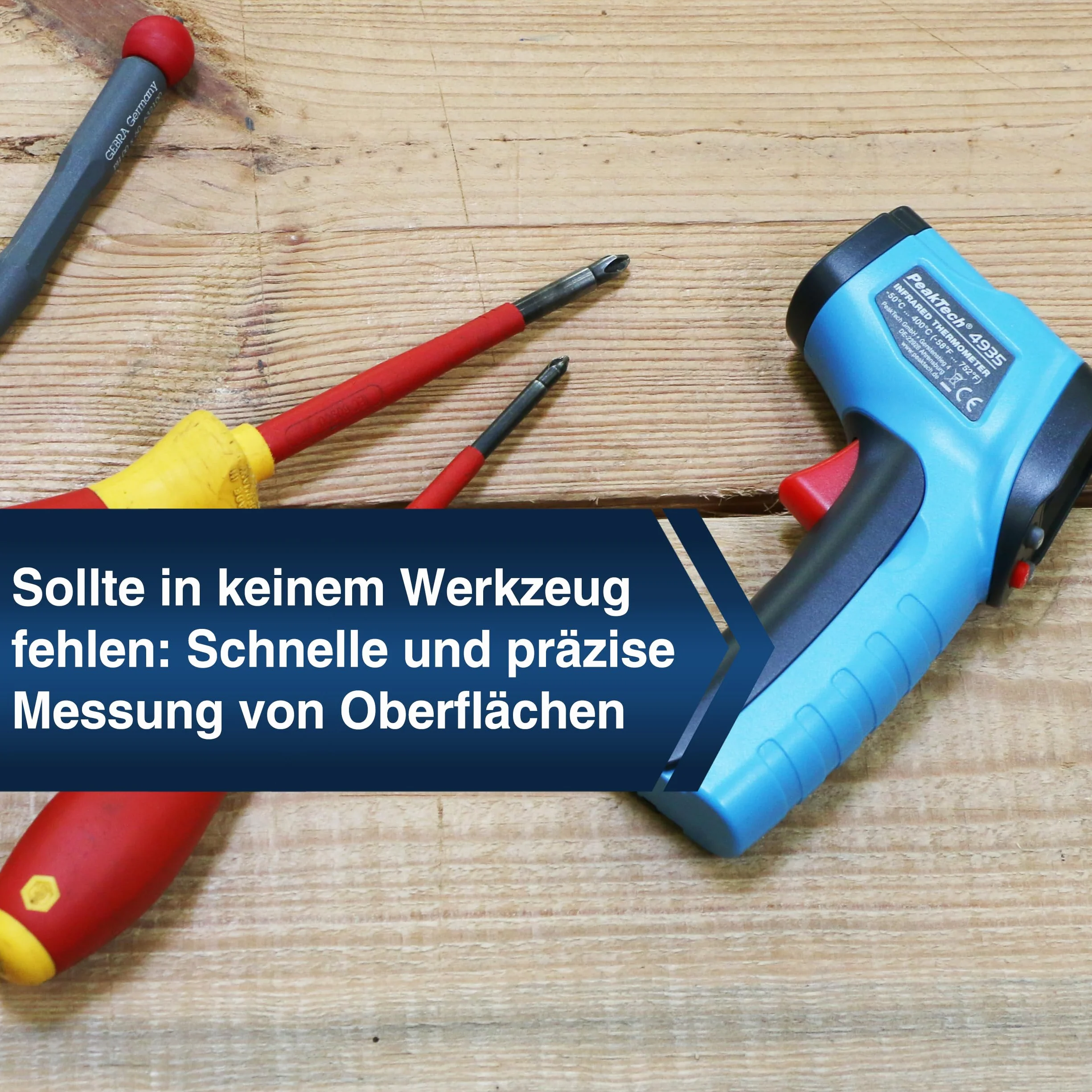 PeakTech 4940 termometr na podczerwień pirometr z laserem -50°C 600°C 12:1 0,5s emisyjność 0,95