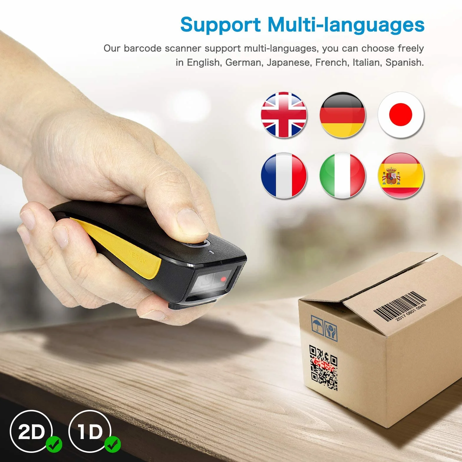 NETUM C750 Bezprzewodowy Skaner Kodów Kreskowych 1D 2D QR Bluetooth USB
