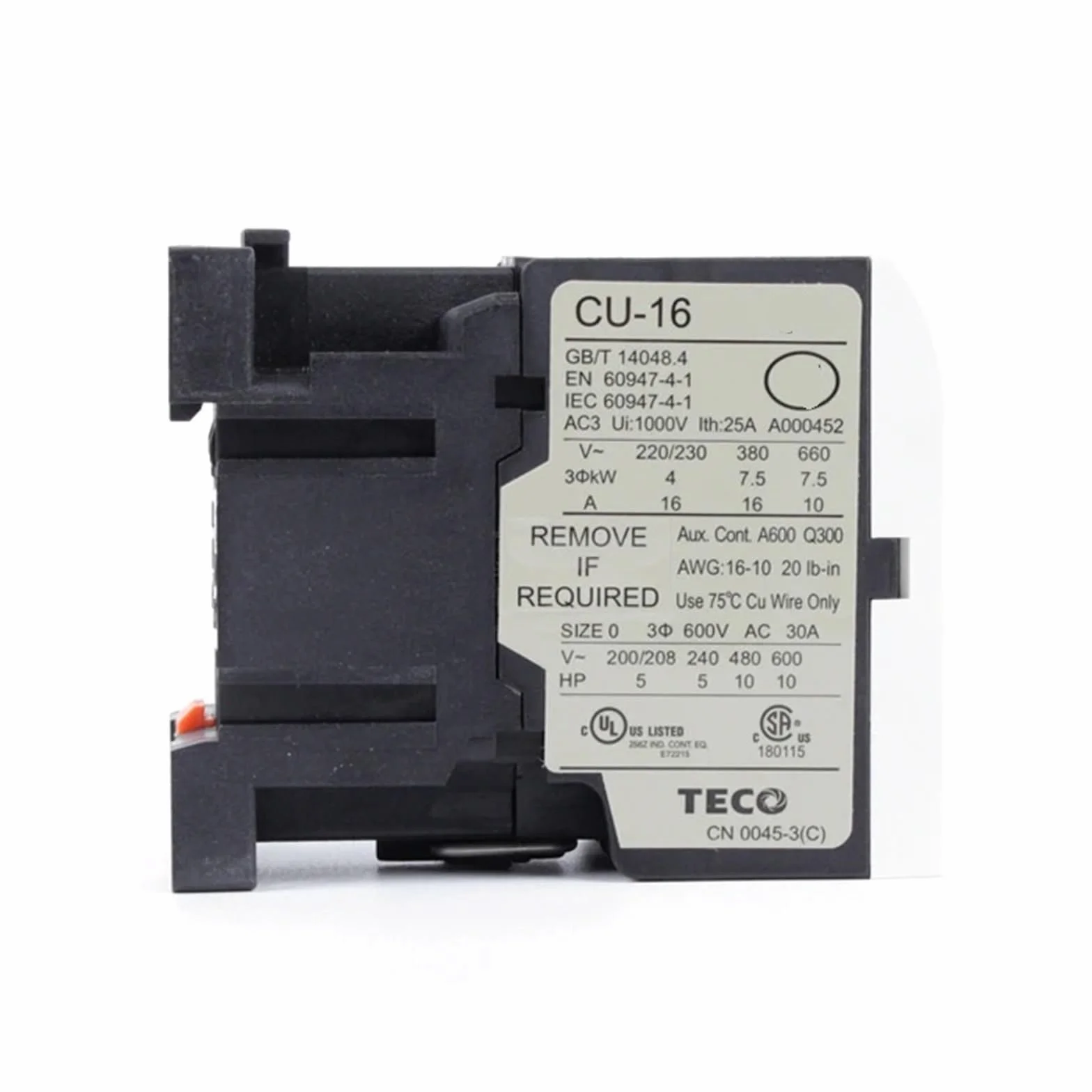 TECO CN AC Stycznik CU-11/16/18/23/27/32R/38,220V 380V 24V 36V 48V 110V (CU-38,24V)