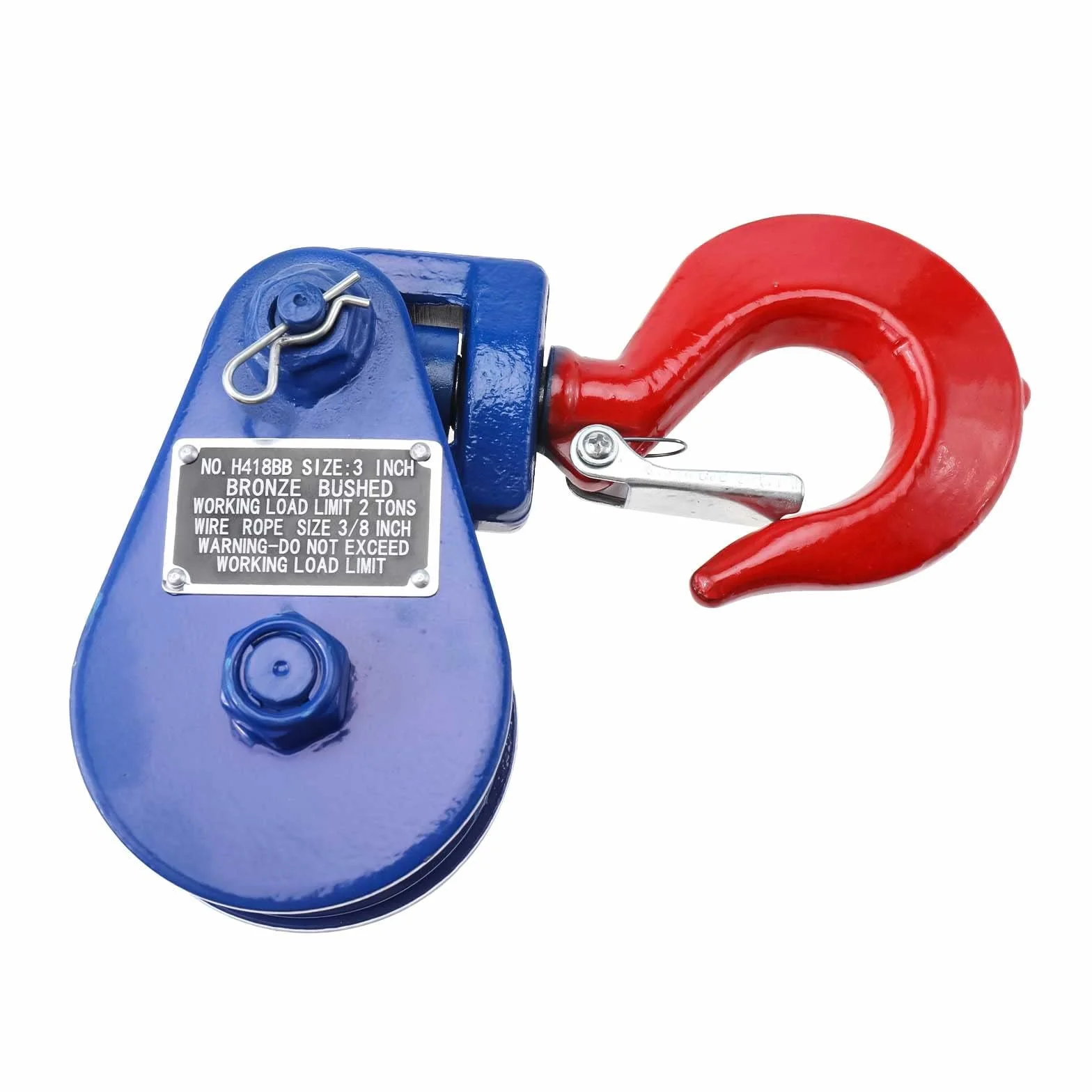 BOOMSTART 2 t rolki zwrotne z obrotowym hakiem do liny drucianej 9 mm stal
