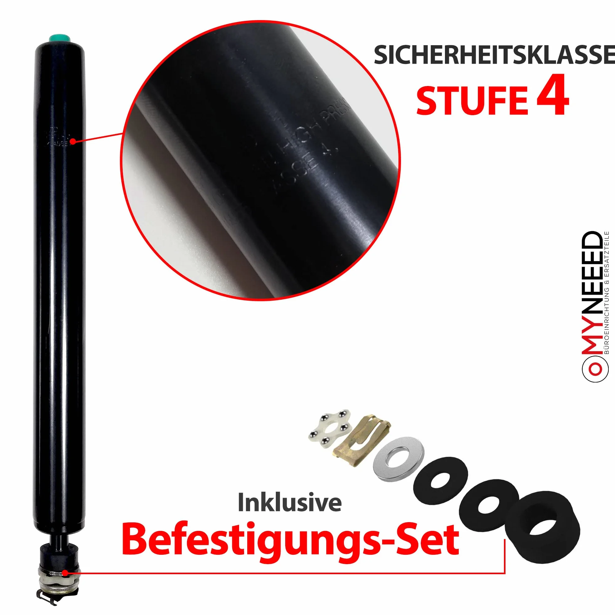 Tłok gazowy do krzesła biurowego 250 mm z certyfikatem TÜV GS