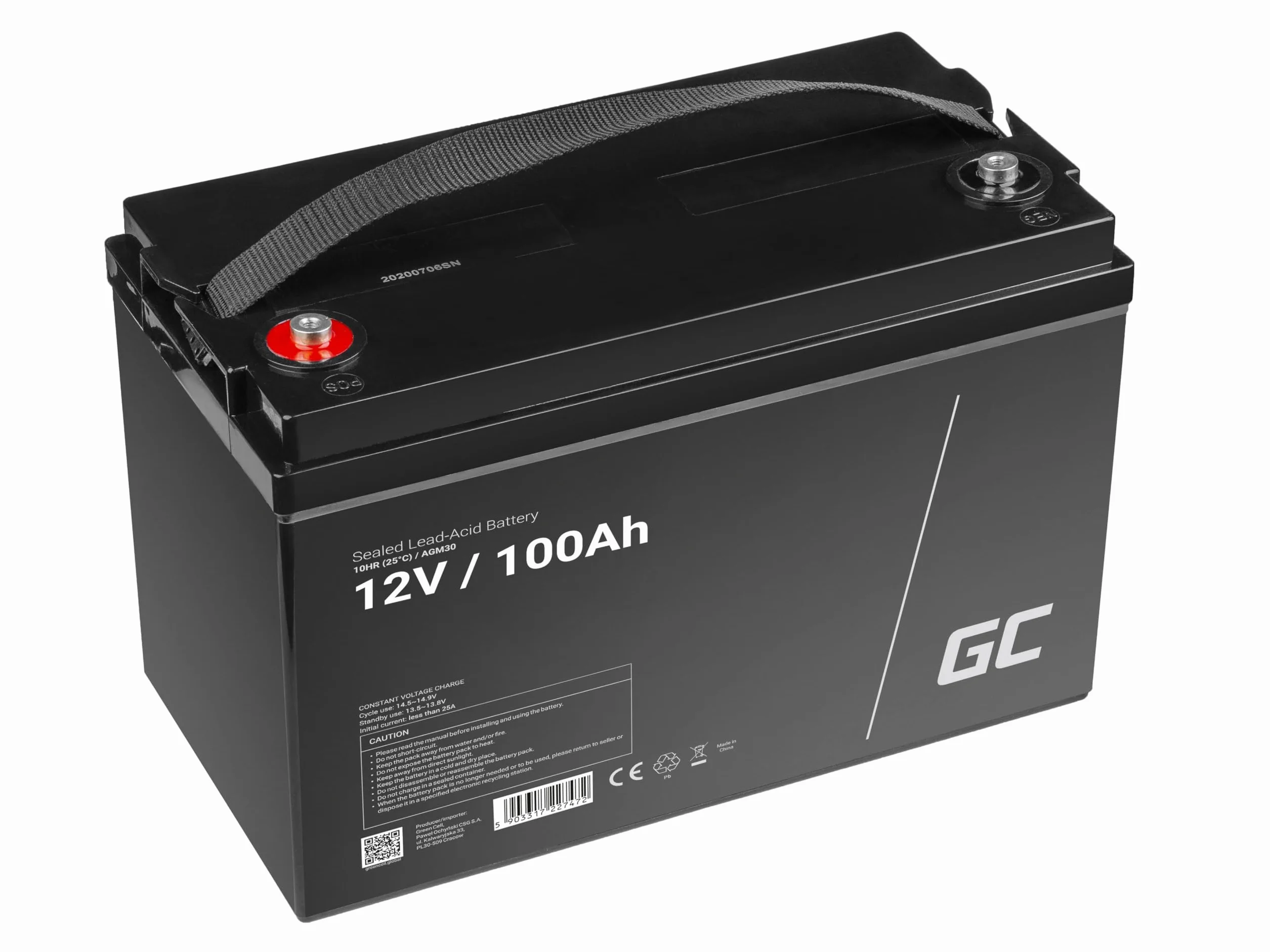 Green Cell AGM 12V 100Ah akumulator VRLA ołowiowy żelowy do Caravan fotowoltaika