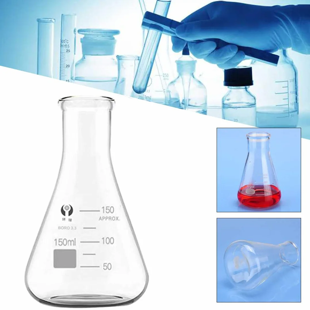 Zestaw szklanych kolb Erlenmeyera JESTOOLO 250 ml 200 ml 150 ml z pipetami