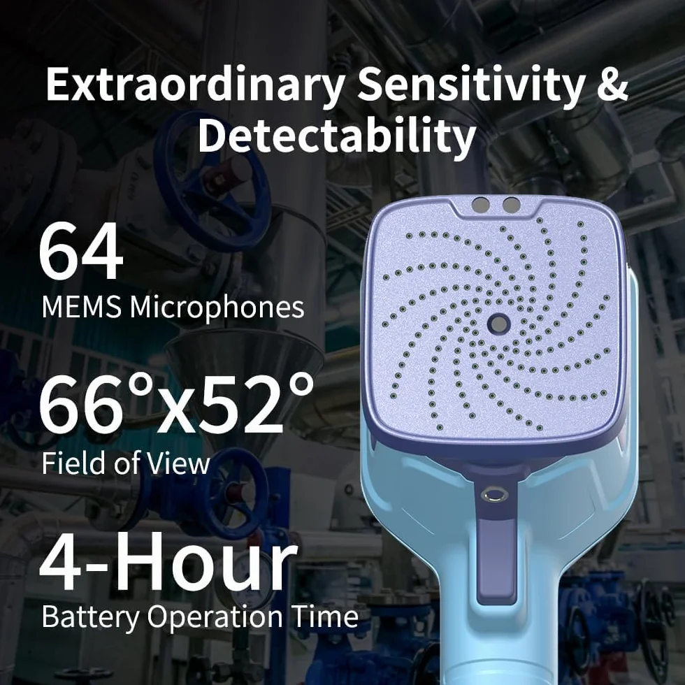 Kamera akustyczna TD2 64 MEMS 2~100 kHz 13 MP 66°×52°FOV wykrywacz wycieku sprężonego powietrza IPS 3,5 cala