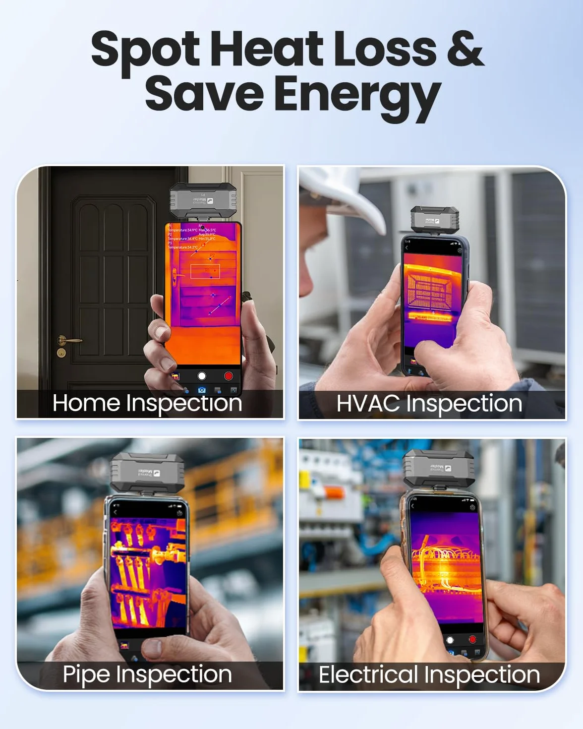 Kamera termowizyjna do iPhone 15/16 i Android Thermal Master P1, kamera termowizyjna na podczerwień, rozdzielczość X³ IR 320 x 240, -20℃-600℃ zakres temperatur, kontrola domu, 15x zoom