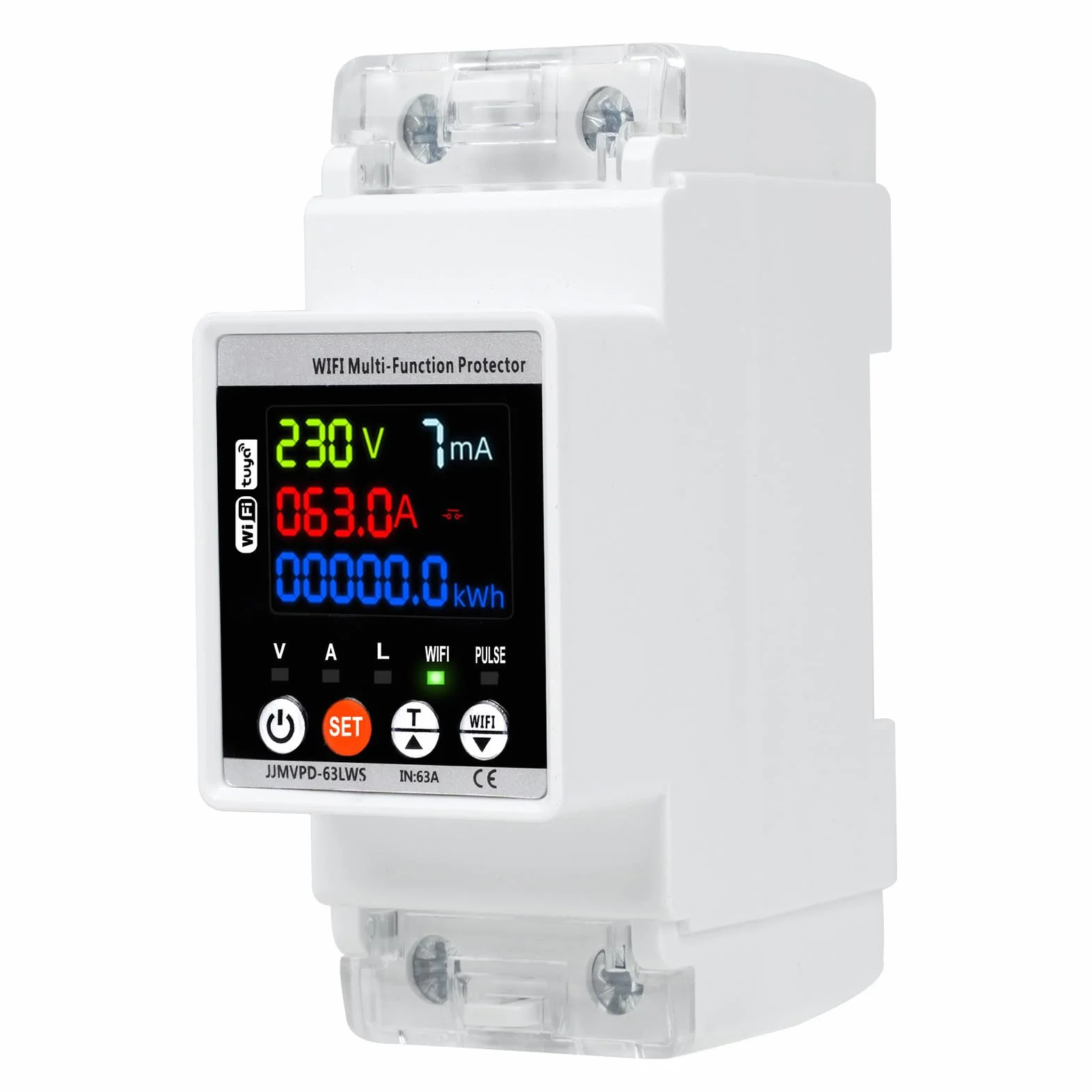 Stabilizator napięcia 220 V 63 A 230 V ochrona przeciwprzepięciowa WiFi na szynie DIN z kolorowym ekranem