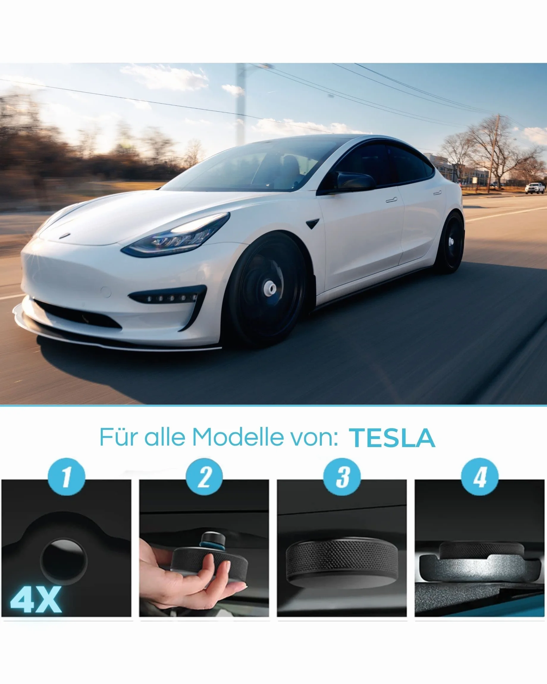 PLANGER® Tesla Podnośnik Belagi - 4X ENRGY PAD (Model 3 - Model S - Model Y - Model X) 10-letnia - Odporne na pęknięcia 3t