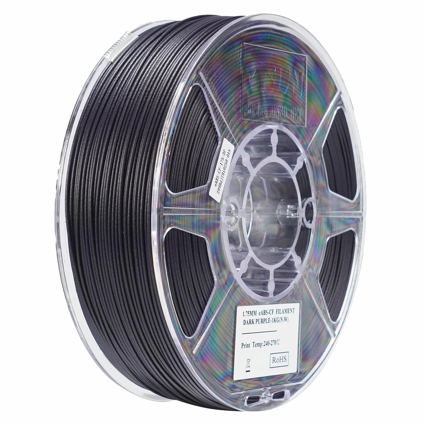 eSUN ABS-CF Filament 1.75mm, Filament ABS wypełniony włóknem węglowym, Szpula 1KG (2.2 LBS) Materiały do druku 3D dla drukarek 3D FDM (Ciemnofioletowy, 1KG)