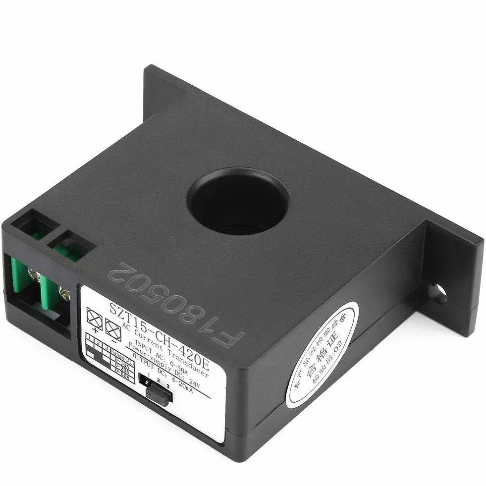 Przekładnik prądowy AC, SZT15-CH-420E Przekładnik prądowy Czujnik Przekładnik prądowy AC 0-50A do DC 0-5V / 0-10V / 4-20mA