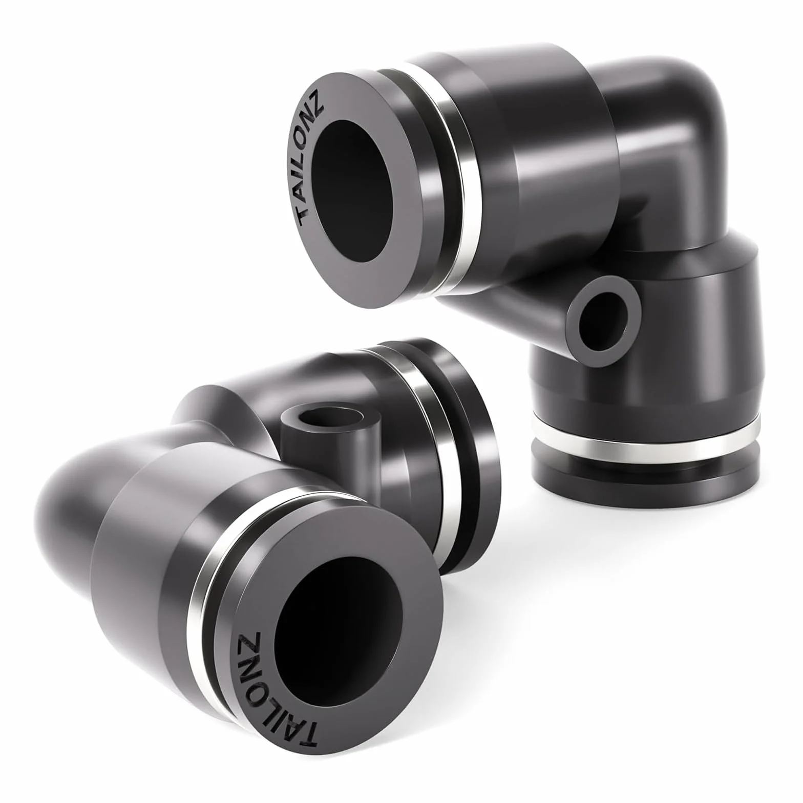 TAILONZ PNEUMATIC Czarne kolanko 6 mm rura-AD Złączki wtykowe PV6 (opakowanie 2) do łączenia połączeń węży Zapięcie ciśnieniowe PV6 (zestaw 2 sztuk)