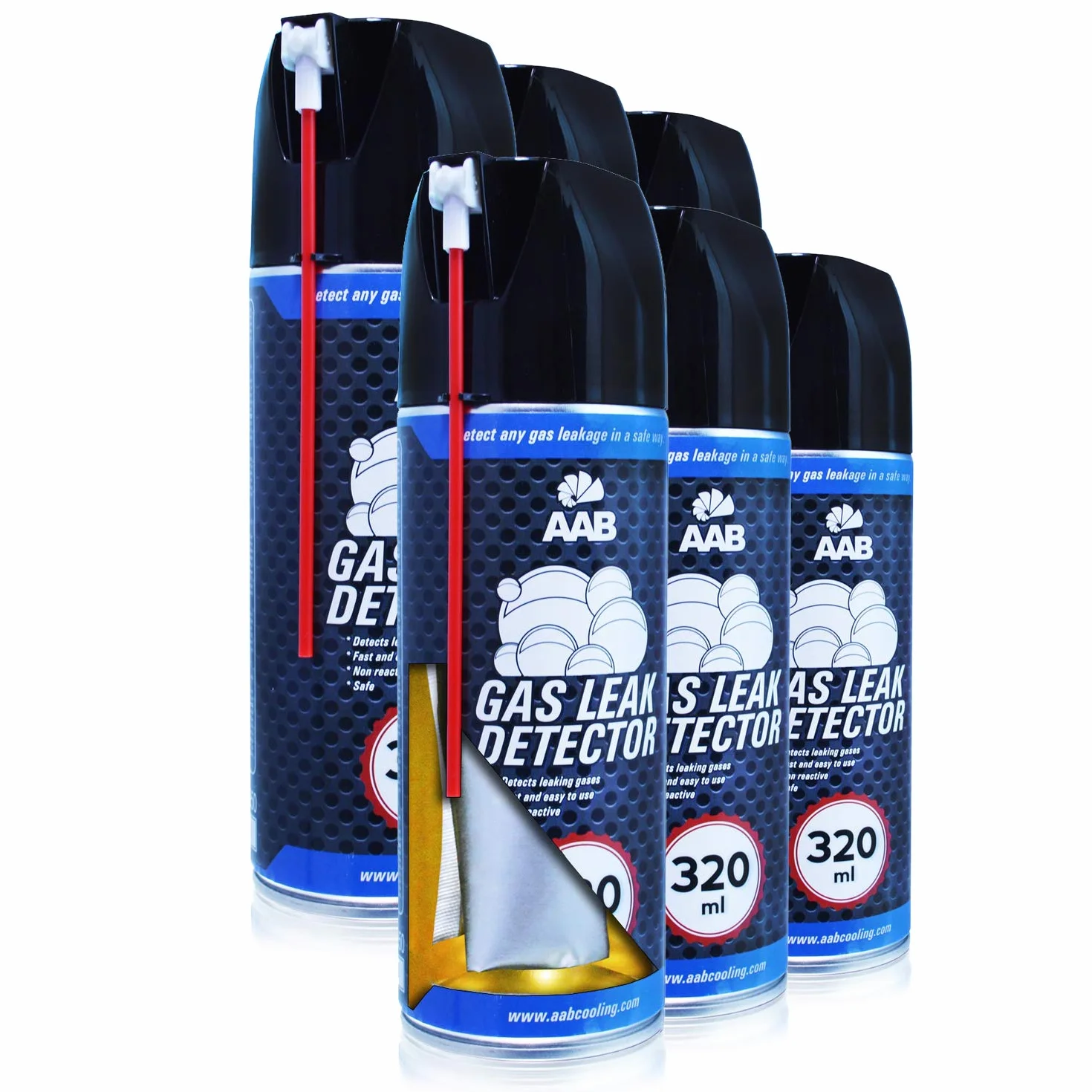 6 x AABCOOLING Wykrywacz Wycieku Gazu 320ml - Tester Szczelności, Spray do Wykrywania Nieszczelności, Pianka do Samochodowego Układu LPG, Tester Instalacji Gazowej
