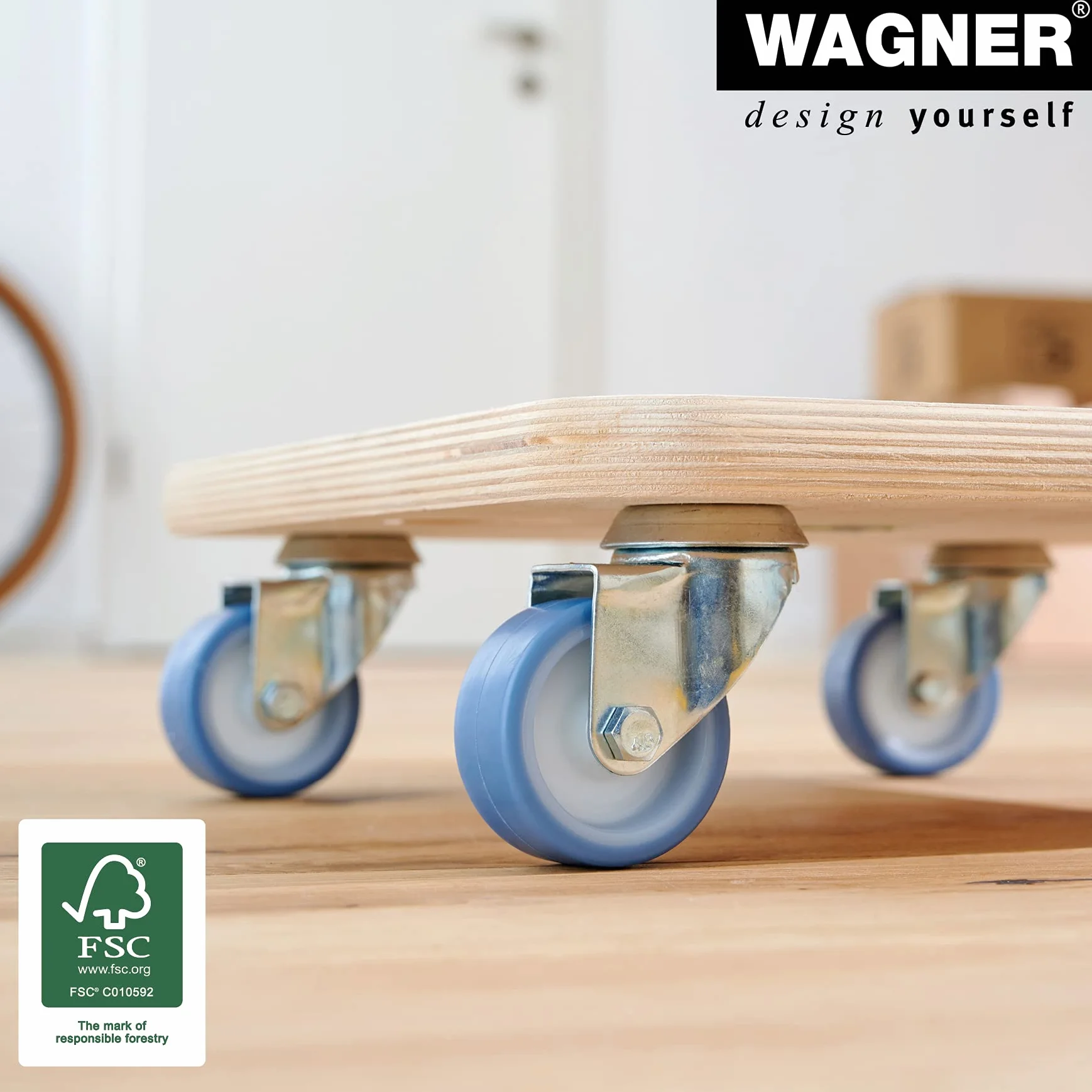 Wagner Transport Aid MM 1353 I 29 x 29 x 8,5 cm - Ładowność 250 kg - Idealny do nieporęcznych, urządzeń i mebli I Otwór na palec I Najlepiej ruchomy I Certyfikat FSC® - 20135301