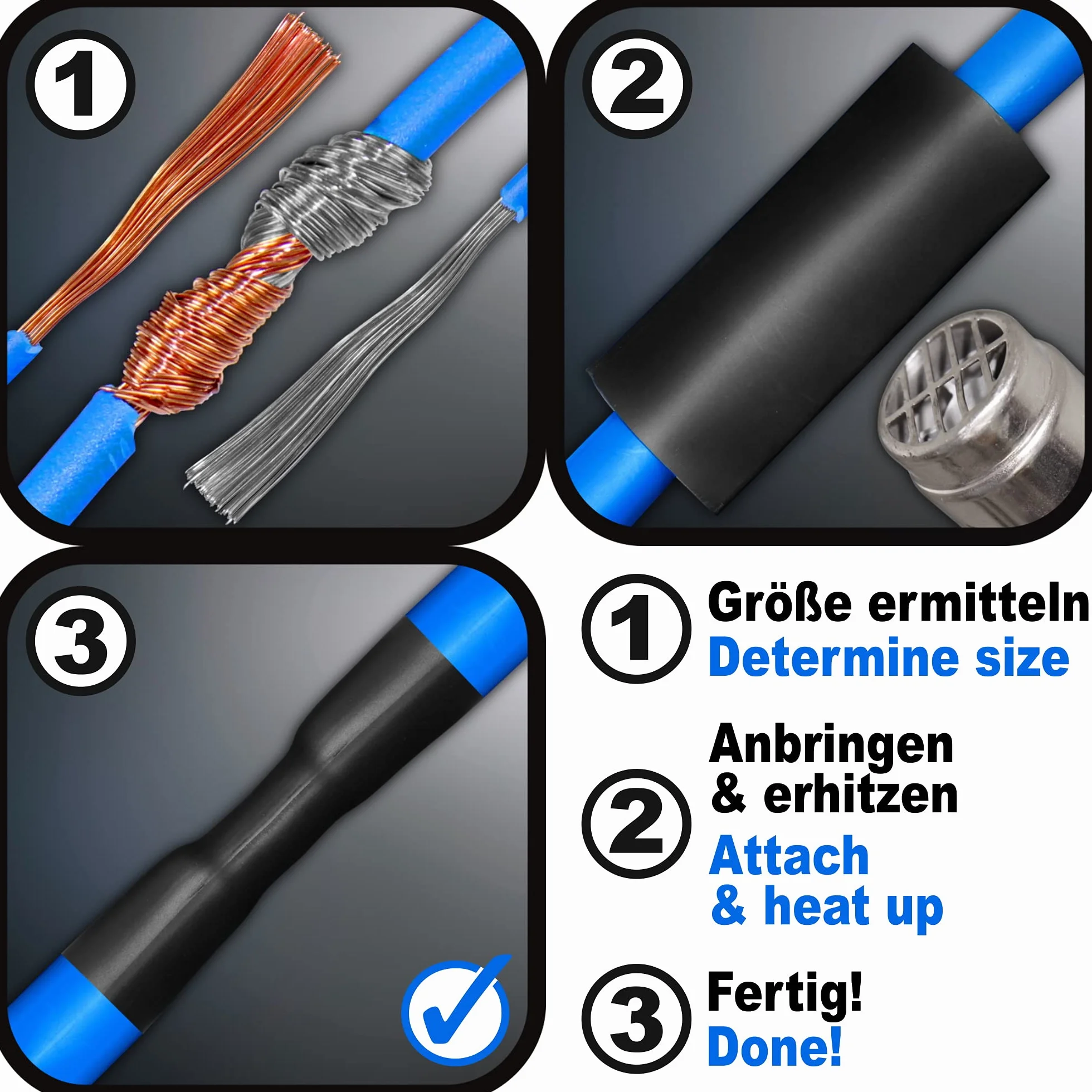 ISOLATECH zestaw rurek termokurczliwych 3:1 z klejem czarny Ø30mm 0.6 metra w 3szt x 20cm do kabli odporne na promieniowanie UV nieoznakowane wodoodporne naprawcze