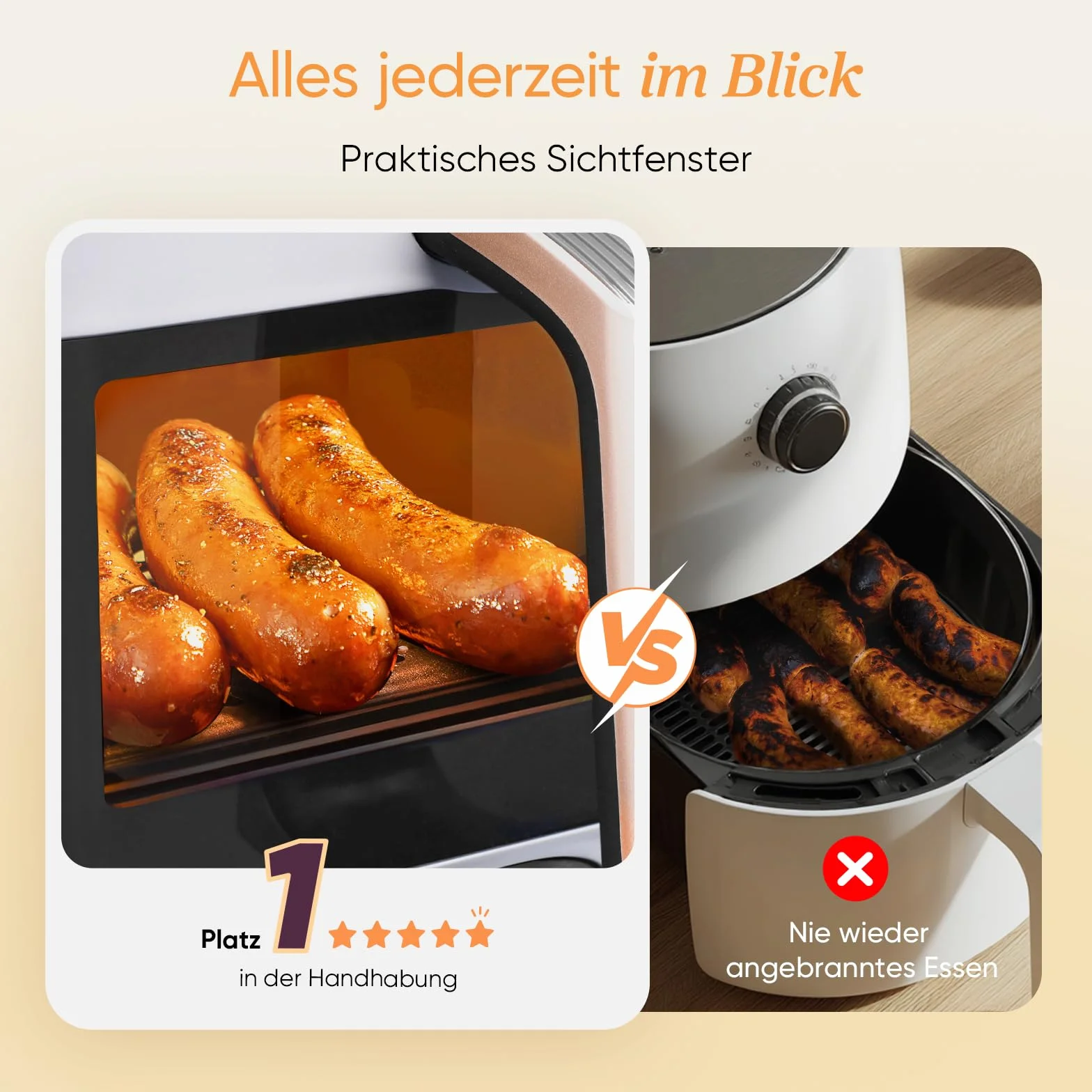 COSORI Frytkownica na gorące powietrze 8,5 l 2 komory Airfryer 6 w 1 z okienkiem kremowo-biała