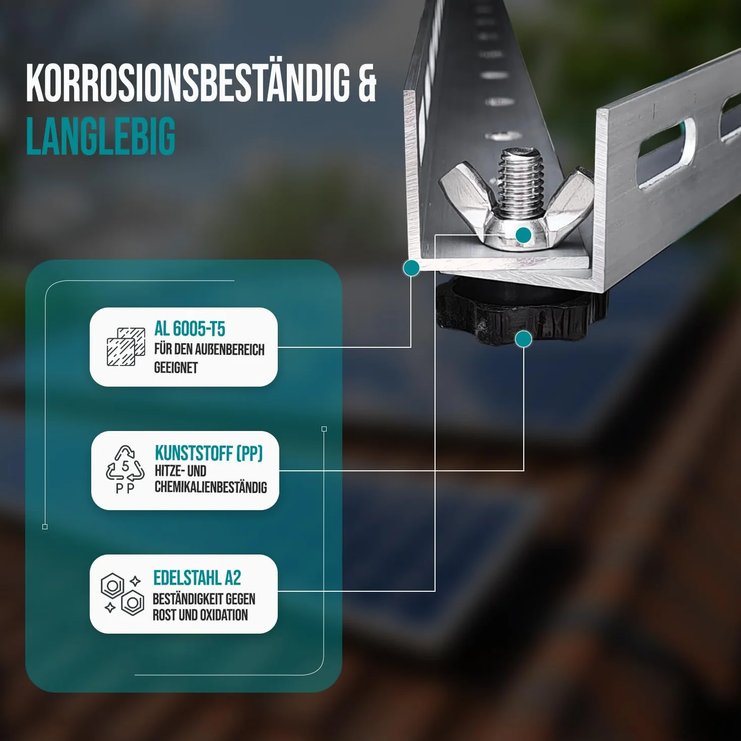 VOOXA 4x uchwyt na 2 panele słoneczne do 114 cm | regulowany 0-90°, z aluminium | łatwe w montażu elementy mocujące ze stali nierdzewnej | do dachu płaskiego, małej elektrowni na balkonie, ściany