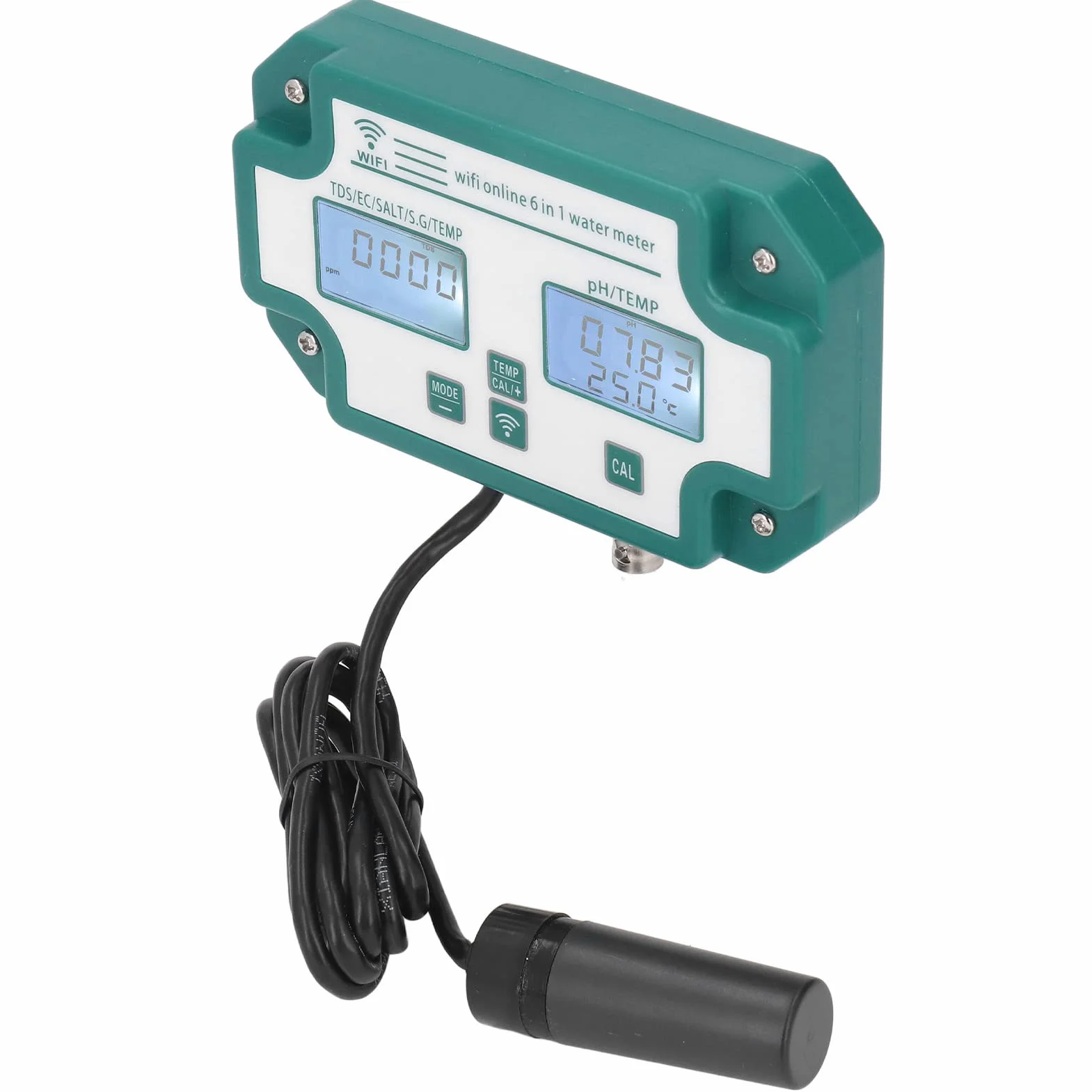 Miernik Jakości Wody Funkcja 6 w 1 Miernik Jakości Wody PH TDS EC SG Analizator Temperatury Soli Monitor Jakości Wody(EU Plug)