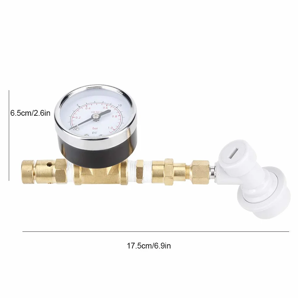 Regulowany zawór bezpieczeństwa z manometrem 0-15 psi (0-1 bar) do homebrew