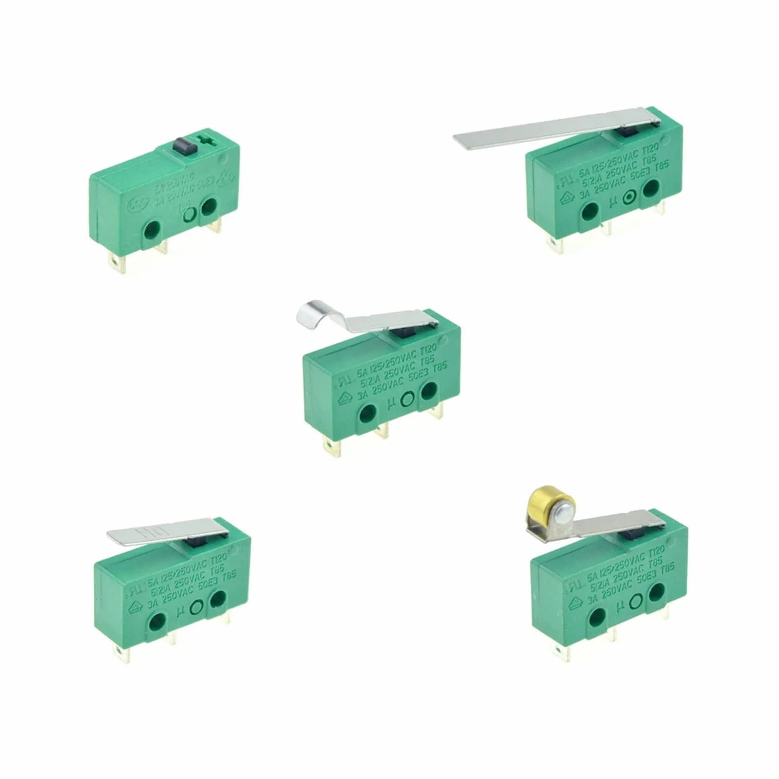 Wyłącznik krańcowy 1 szt. mikroprzełączniki krańcowe 3-pinowe NO+NC SPDT 3A/5A 250VAC mini mikroprzełącznik 17 mm 29 mm długi łuk dźwignia rolkowa mikroprzełączniki (kolor: dźwignia rolkowa)