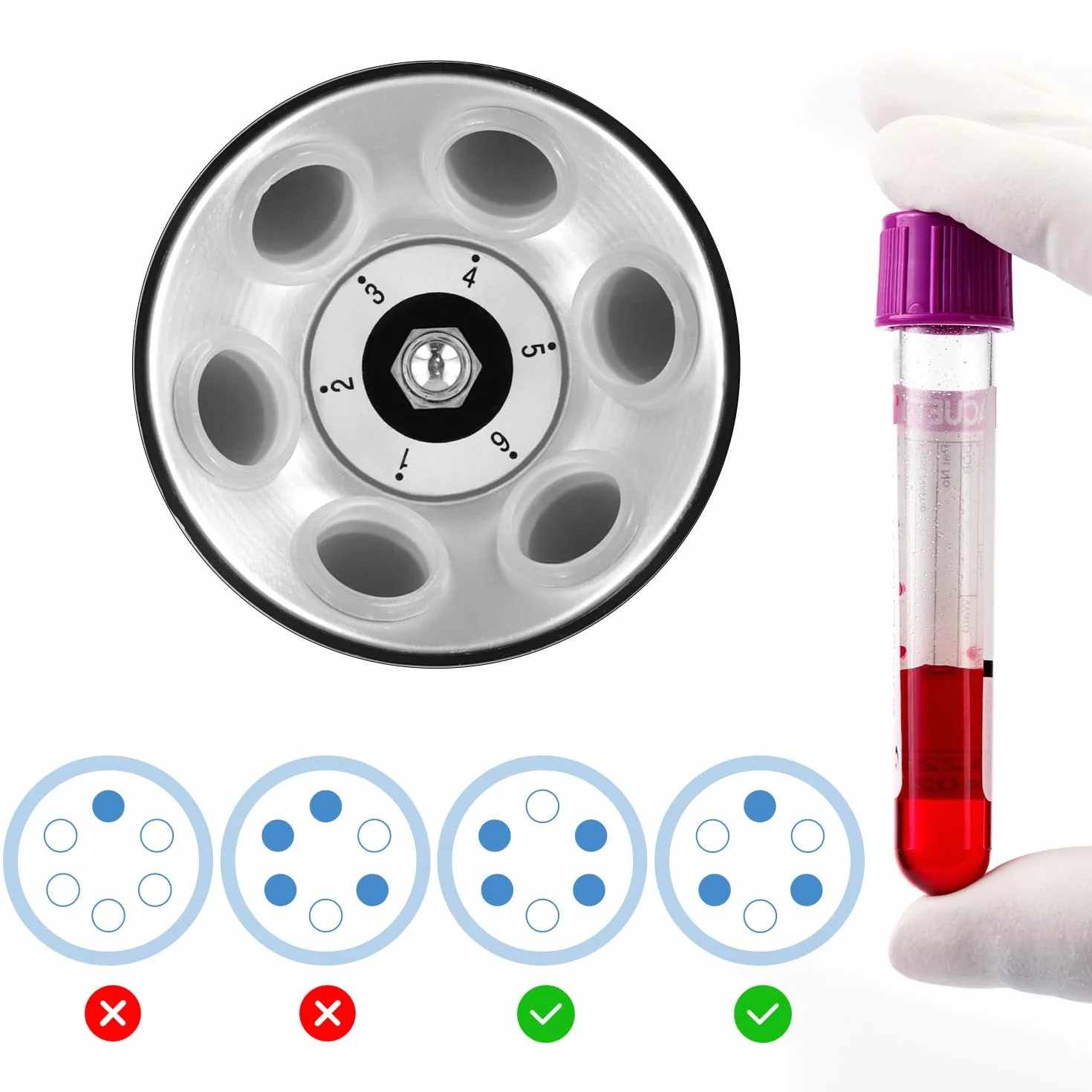 QWORK® Wirówka laboratoryjna stołowa z 20 ml x 6 rurkami, regulacja prędkości 4000 obr./min, timer 0-60 minut, do badań naukowych i laboratoryjnych