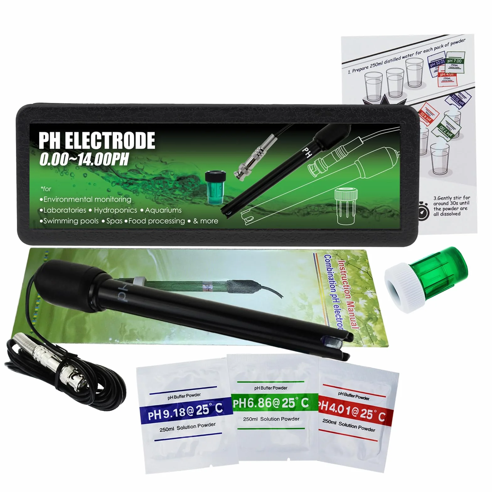 0-14 Ph Elektroda Sonda Bnc ZłąCze, 300 Cm Kabel Do Kontrolera Monitora Miernika Ph Test Czujnika, Zestaw Zamienny Do Akwarium Hydroponiczne RośLiny Basen Spa