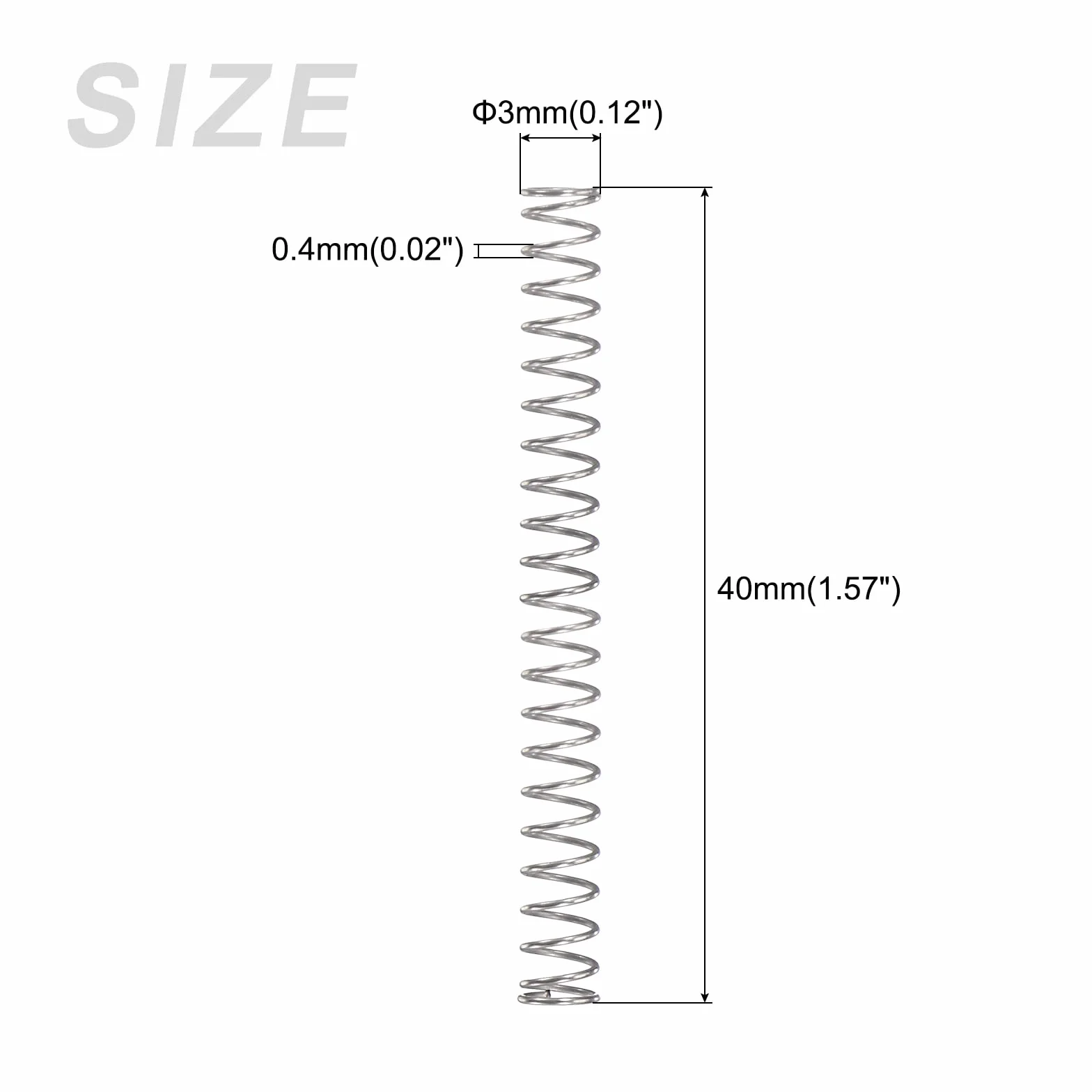 METALLIXITY Sprężyny naciskowe (średnica zewnętrzna 0,4 x 3 mm, długość swobodna 40 mm) 10 szt., sprężyna przedłużająca ze stali nierdzewnej 304 - do napraw w sklepie i domu, projektów DIY, srebrny
