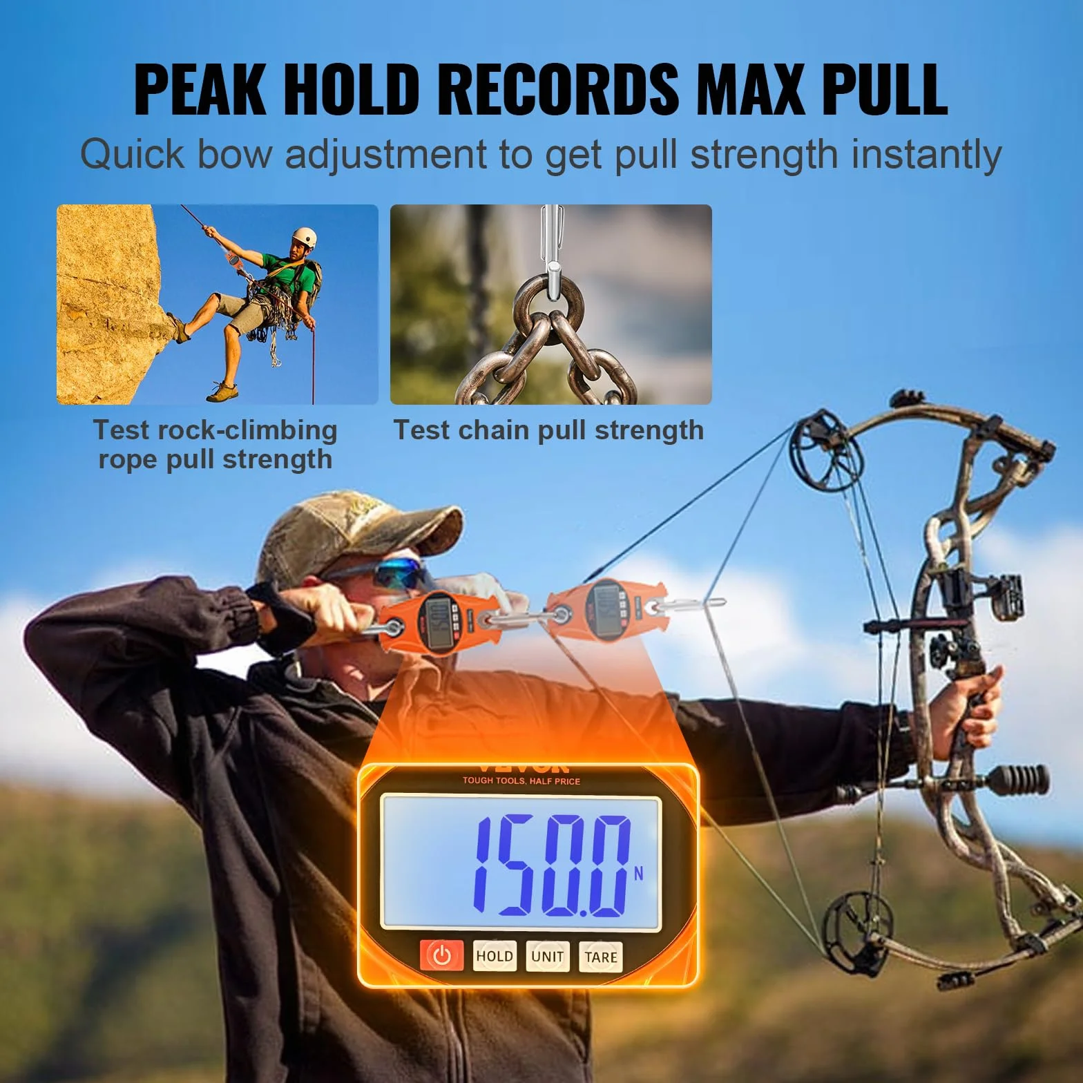 VEVOR Waga dźwigowa 0,15-300 kg cyfrowa wisząca LCD dokładność 0,05 kg