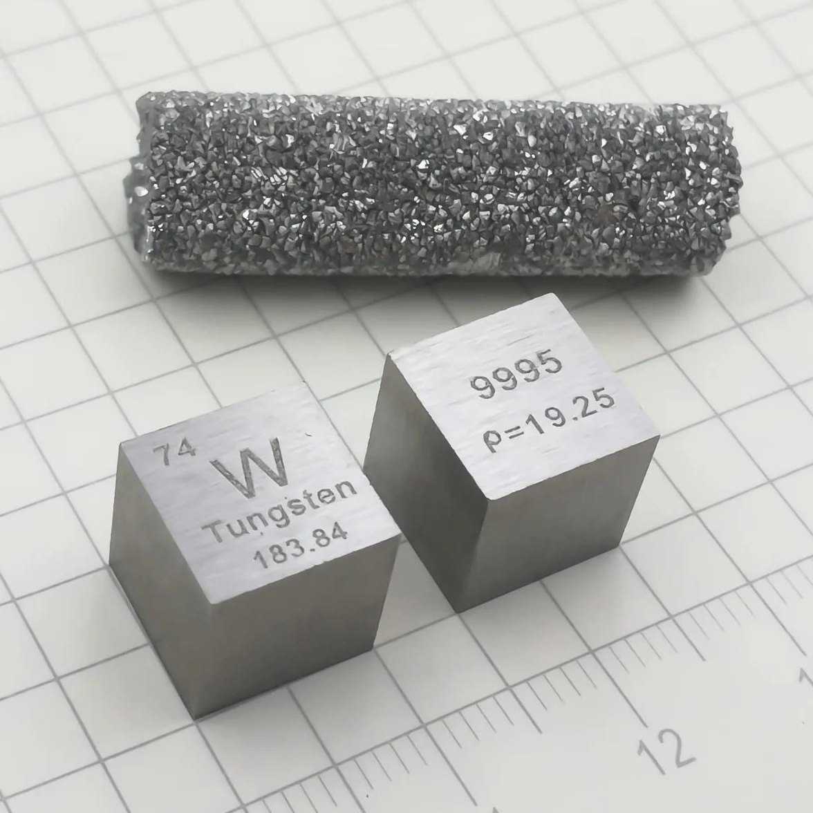 Sześcian gęstości wolframu (W), laboratoryjny, 99,9% czystości, 10 mm