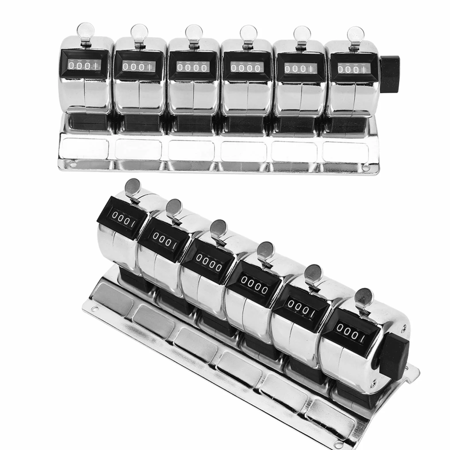 KIMISS Licznik mechaniczny 4-cyfrowy metalowy zestaw 6 sztuk stali nierdzewnej