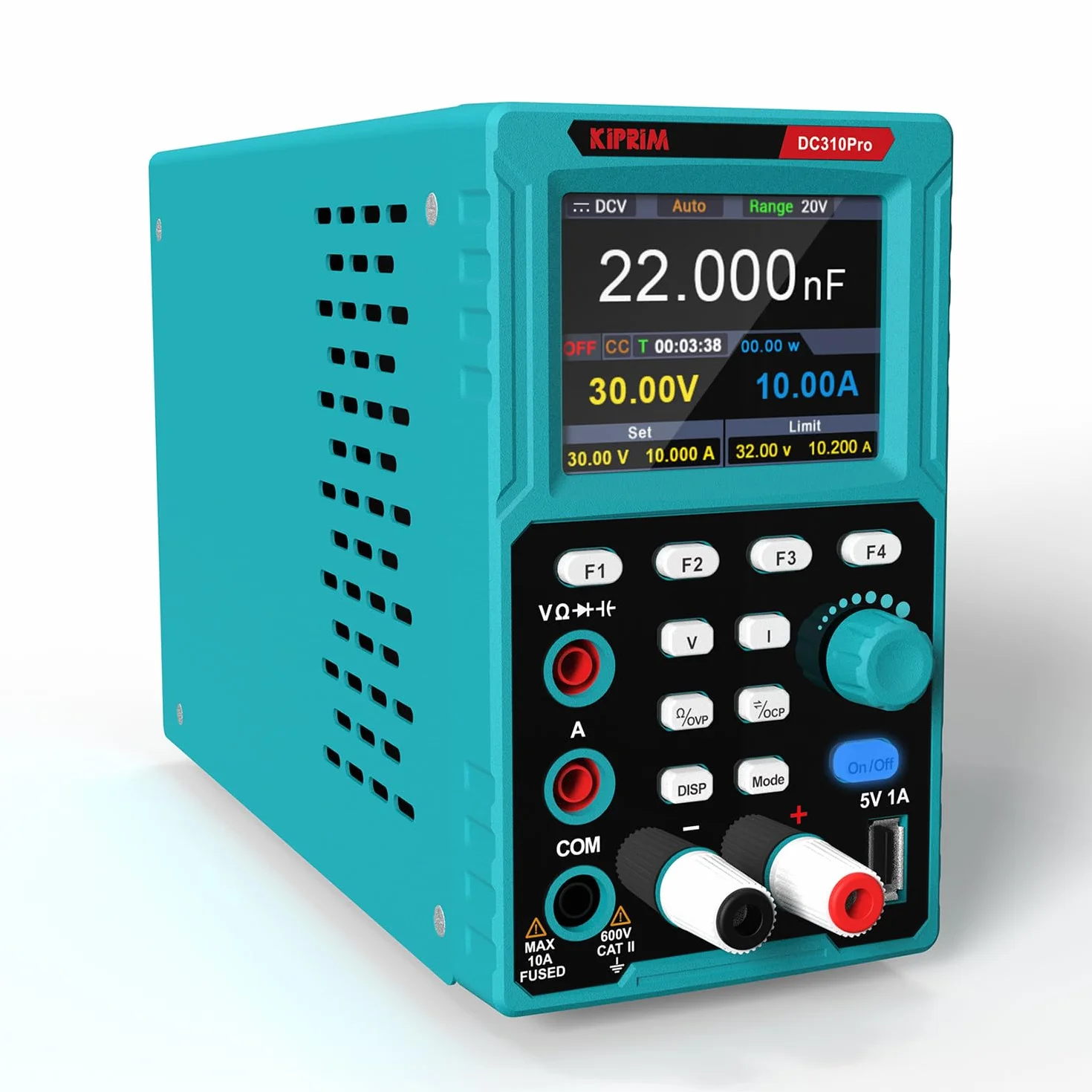 Kiprim Zasilacze laboratoryjne 2 w 1 i programowalny multimetr (0-30 V, 0-10 A) DC310Pro regulowane zasilacze z pamięcią danych, OCP, OVP, oprogramowaniem PC i ładowaniem USB
