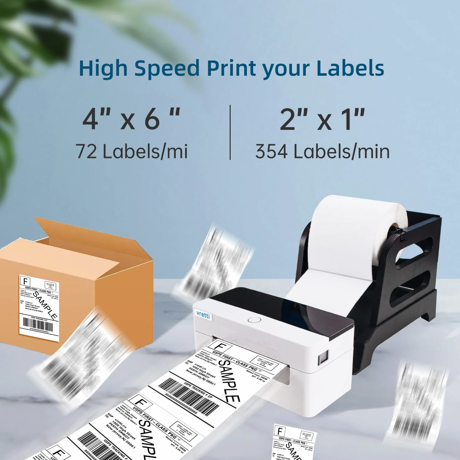 vretti Termiczna drukarka etykiet wysyłkowych, druk etykiet na biurko do Amazon DPD DHL UPS Shopify