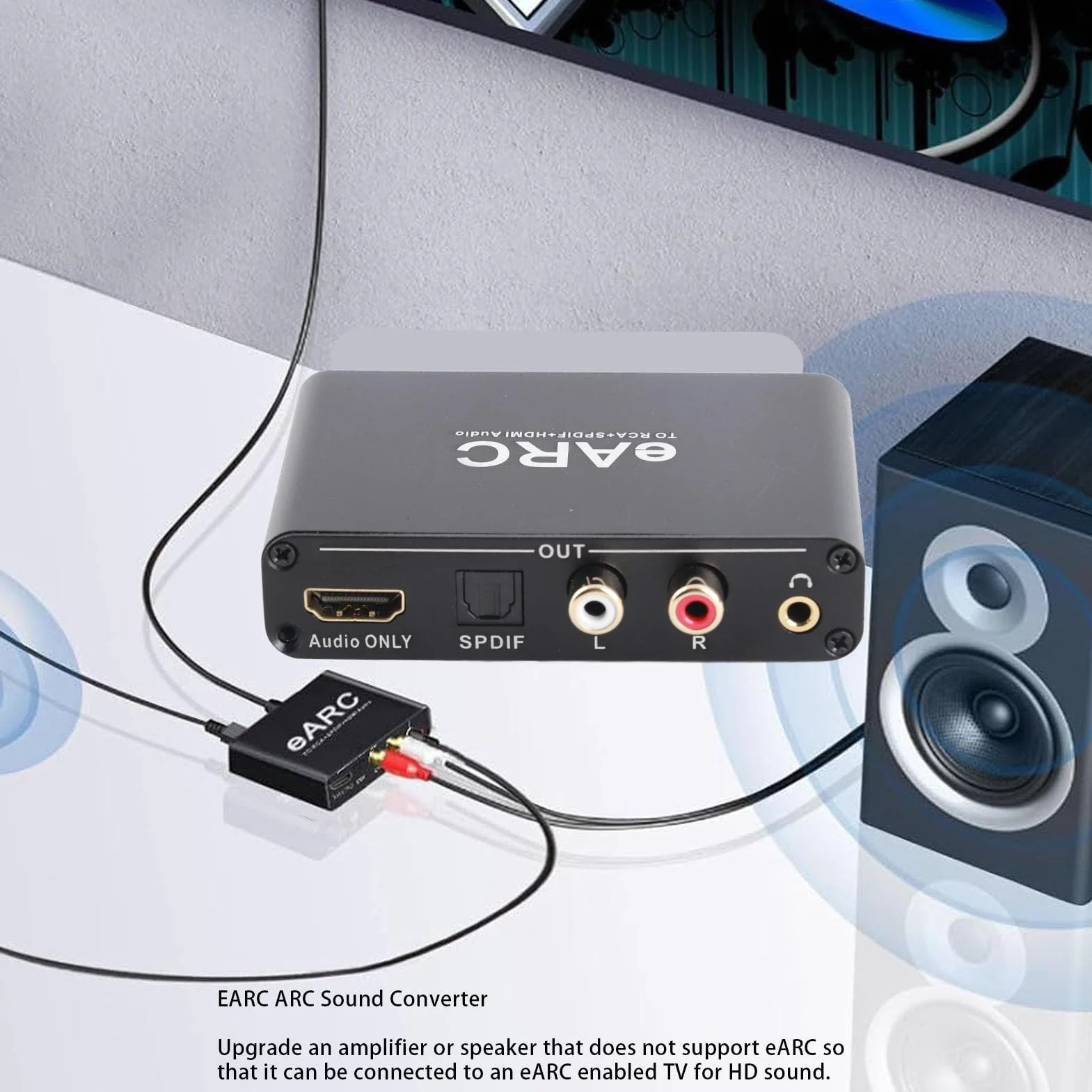 SENECESLI EARC Audio Extractor, HDMI ARC, Converter Audio Audio do HDMI/Optical / 3,5 Mm Ekstraktor Dźwiękowy, dla Wzmacniacza Głośników Telewizyjnych do Systemu Dźwiękowego