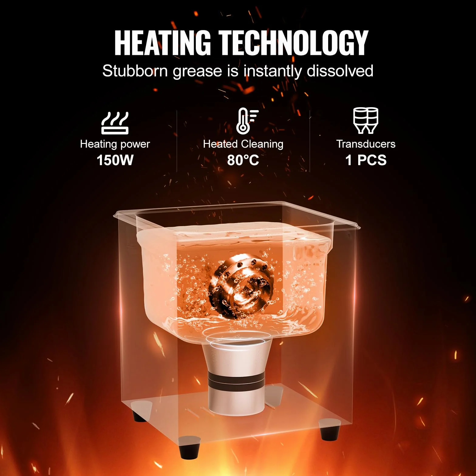 VEVOR Ultradźwiękowa myjka ultradźwiękowa 2 l 60 W 40 kHz cyfrowa ultradźwiękowa maszyna czyszcząca z trybem delikatnym i ulepszonym odgazowywaniem, z podgrzewaczem do biżuterii, okularami, przyborami