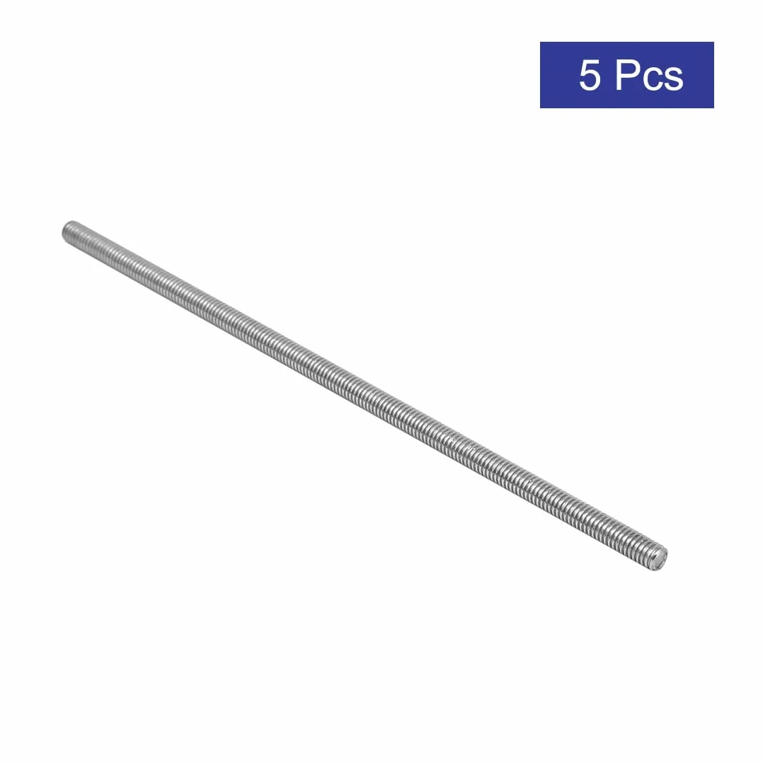 sourcingmap M4 x 120 mm stal nierdzewna 304 w pełni gwintowane pręty pręty sztyfty srebrny odcień 5 szt.