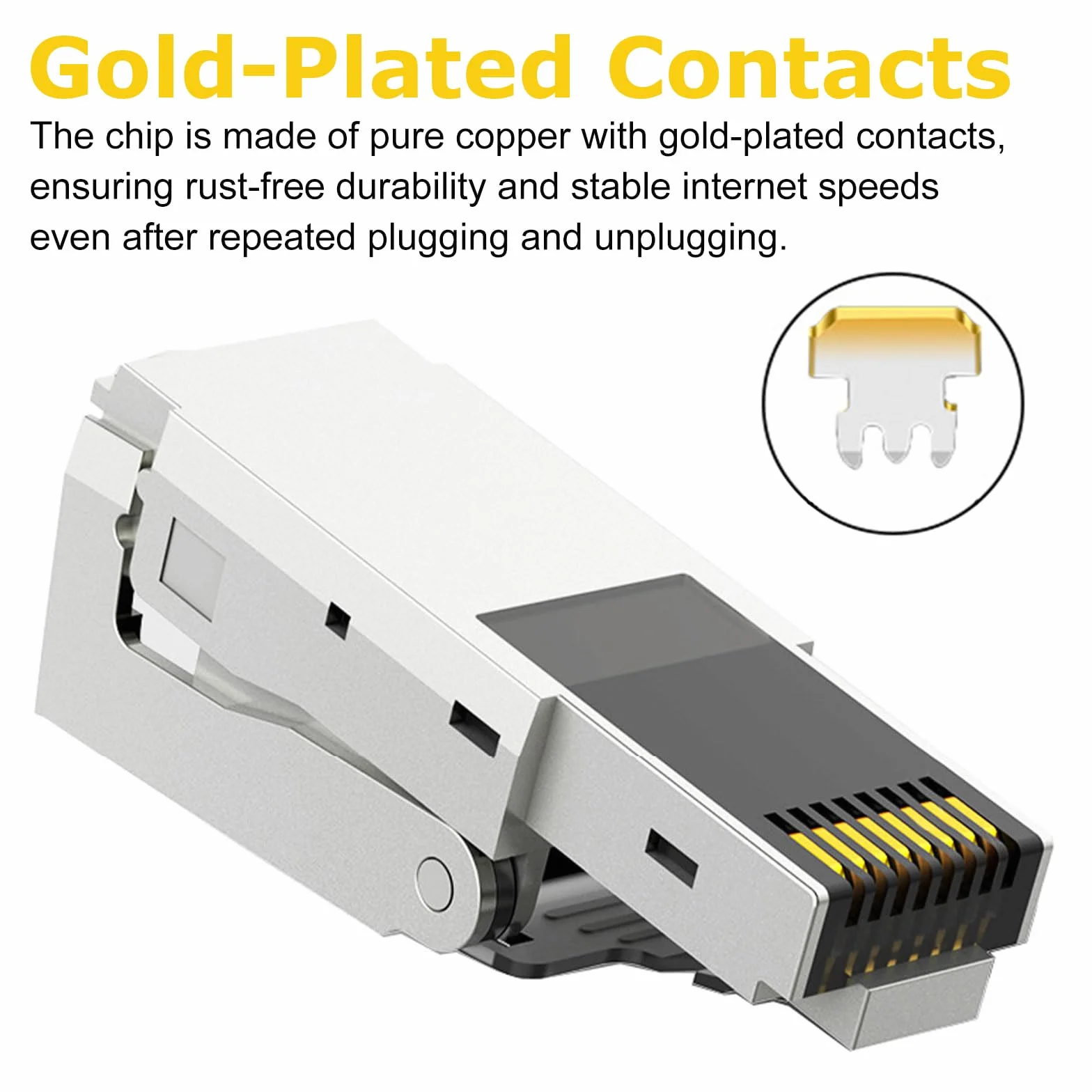 Wtyczka RJ45 bez narzędzi, wtyczka sieciowa CAT7, wtyczka LAN do kabli instalacyjnych, CAT 7 RJ45 wtyczka sieciowa, wtyczka zaciskowa do kabla krosowego, CAT7 CAT6
