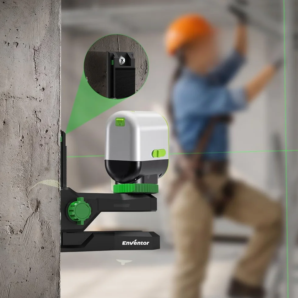 Enventor Laser Level Wall Mount Magnetic Adjustable Bracket 360° Rotating Base with Height Lock 1/4" 5/8" Threads