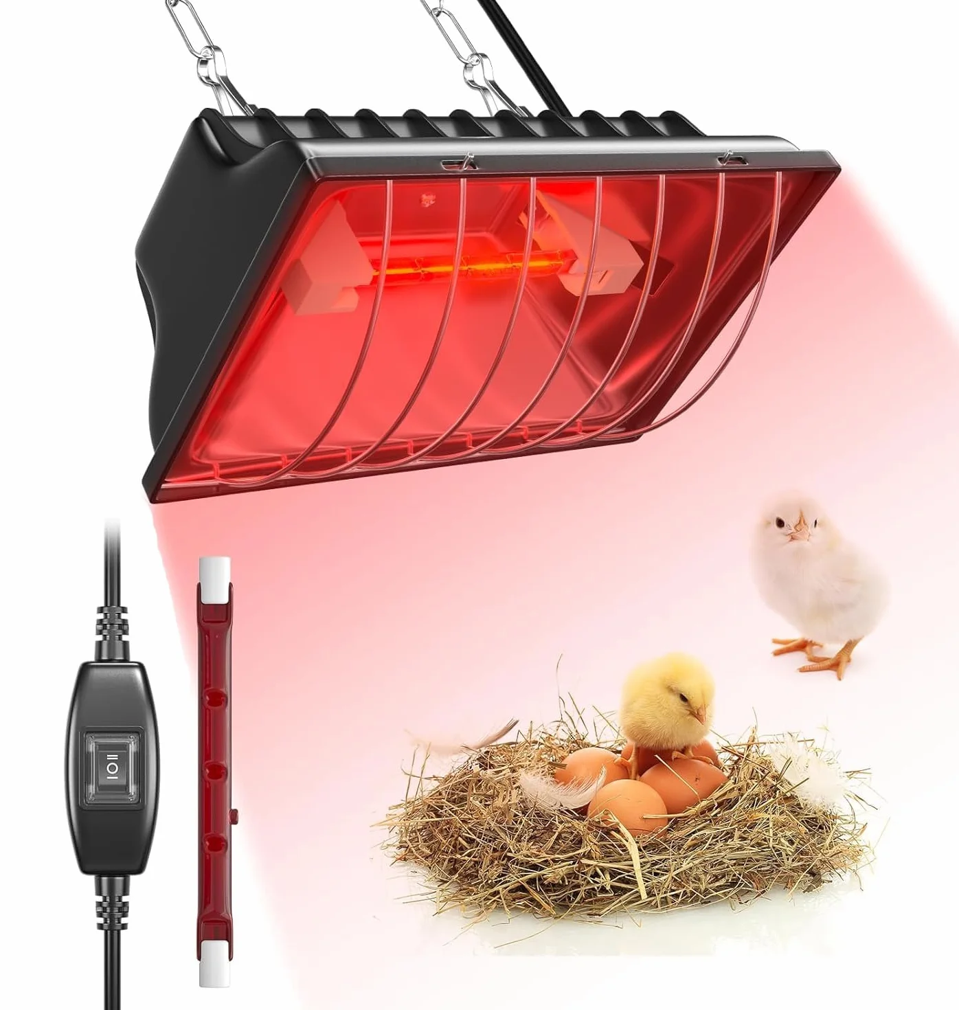GlowUp Lampa grzewcza dla piskląt 275 W ściemniana płyta grzewcza wodoszczelna z regulowanym łańcuchem