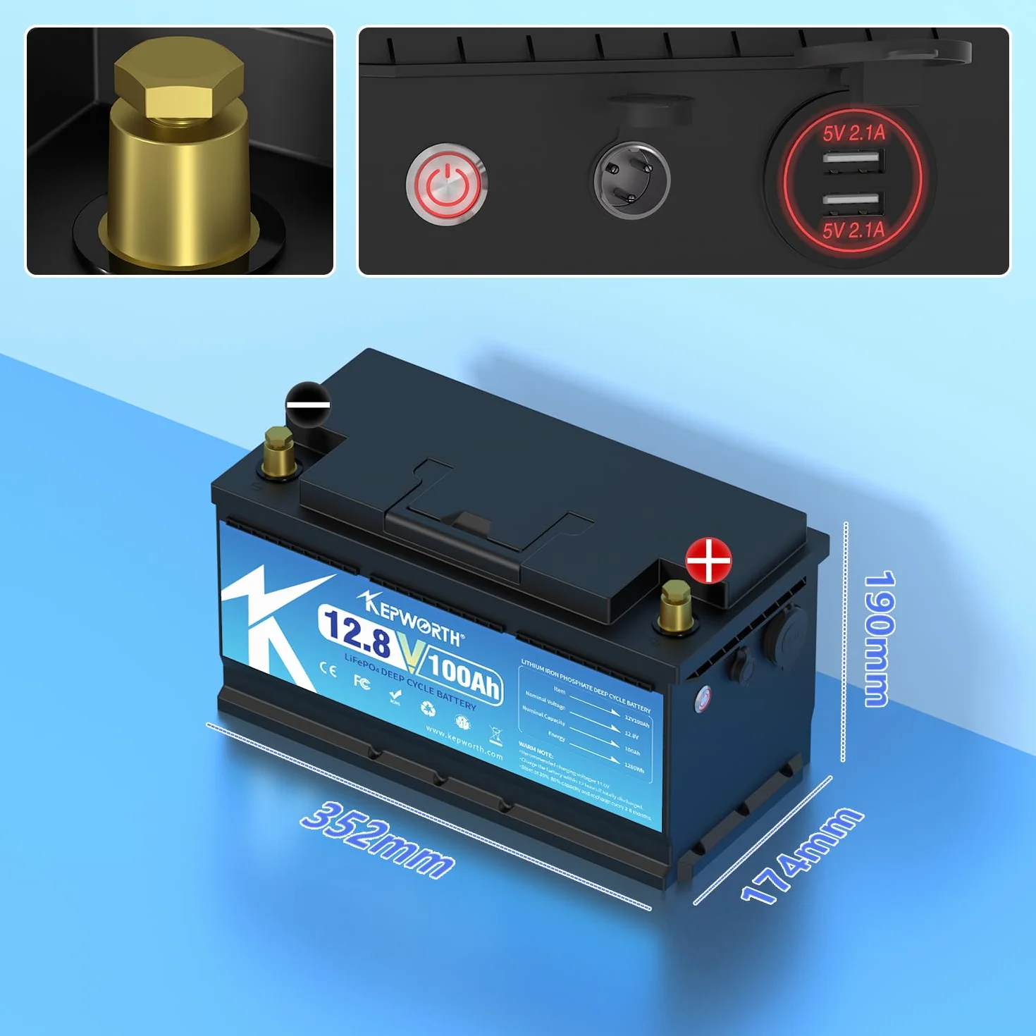 Bateria Lifepo4 12 V 100ah z ogniwami klasy A i BMS, idealny czas cyklu do 10000 do silnika trollingowego RV Camping Solar obsługuje połączenie szeregowe i równoległe