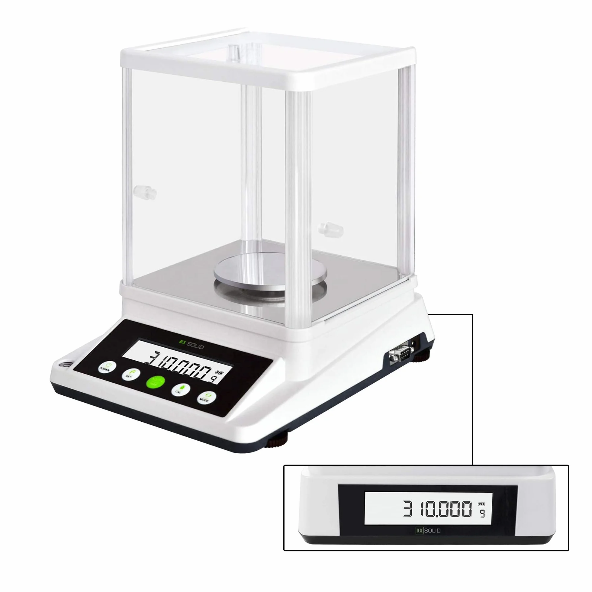 U.S. SOLID Precyzyjna waga 0,001 g – cyfrowa waga analityczna laboratoryjna – elektroniczna waga precyzyjna z dokładnością do 1 mg i 2 ekranami LCD – 310 g / 0,001 g
