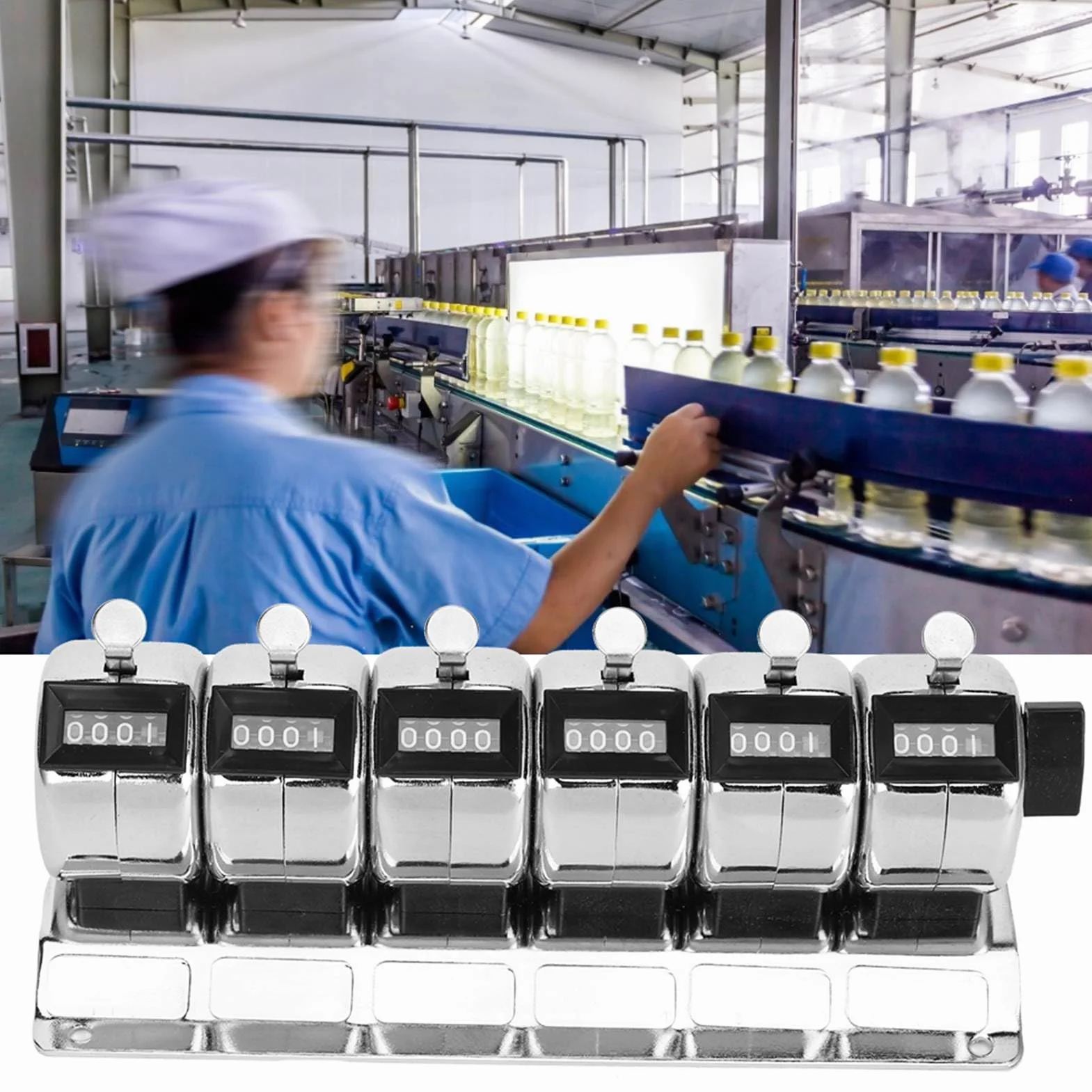 KIMISS Licznik mechaniczny 4-cyfrowy metalowy zestaw 6 sztuk stali nierdzewnej