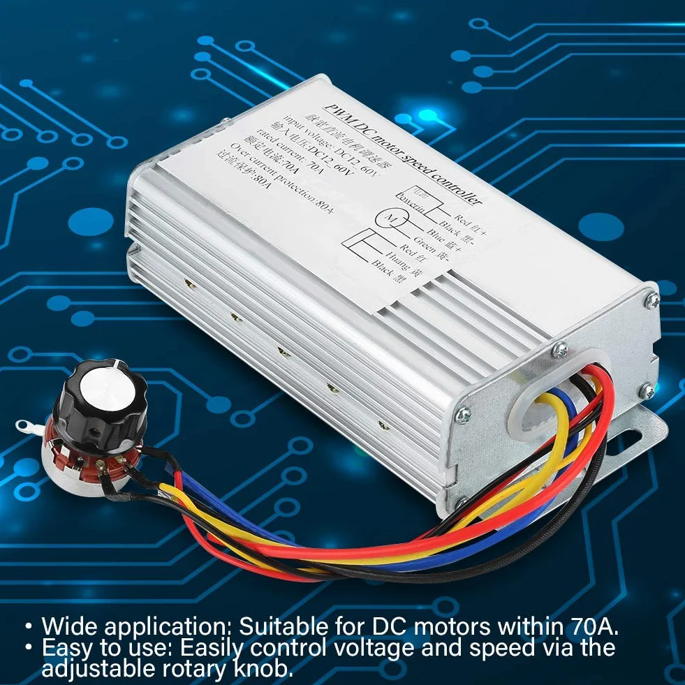 12V-60V 70A DC Pwm Silnik Pwm Regulator Prędkości Silnika Prądu Stałego, Kontrolery Regulatory Prędkości Silnika Przełącznik Sterownika Prędkości Dużej Mocy