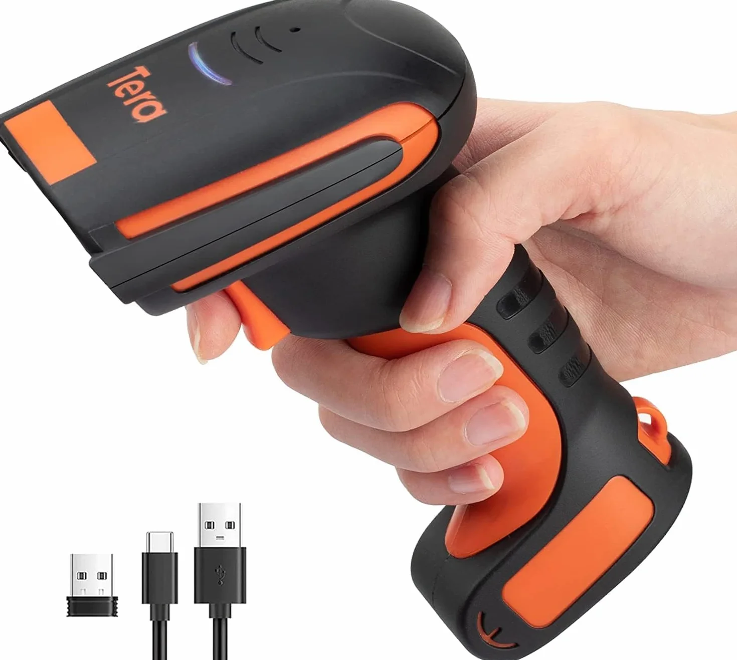 Tera Pro zmodernizowany przemysłowy bezprzewodowy skaner kodów kreskowych 1D, laserowy czytnik kodów kreskowych, ekstremalna odporność na uderzenia, działa z Bluetooth 2.4G Wireless do systemu Windows