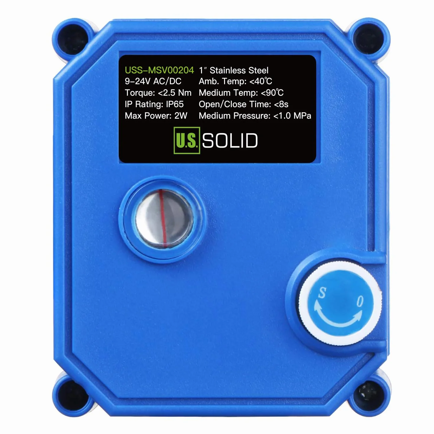 U.S. Solid Zmotoryzowany zawór kulowy – elektryczny zawór kulowy G 2,5 cm ze stali nierdzewnej z funkcją ręczną, pełny port, 9-24 V AC/DC i 3-przewodowa konfiguracja przerwy dodatniej