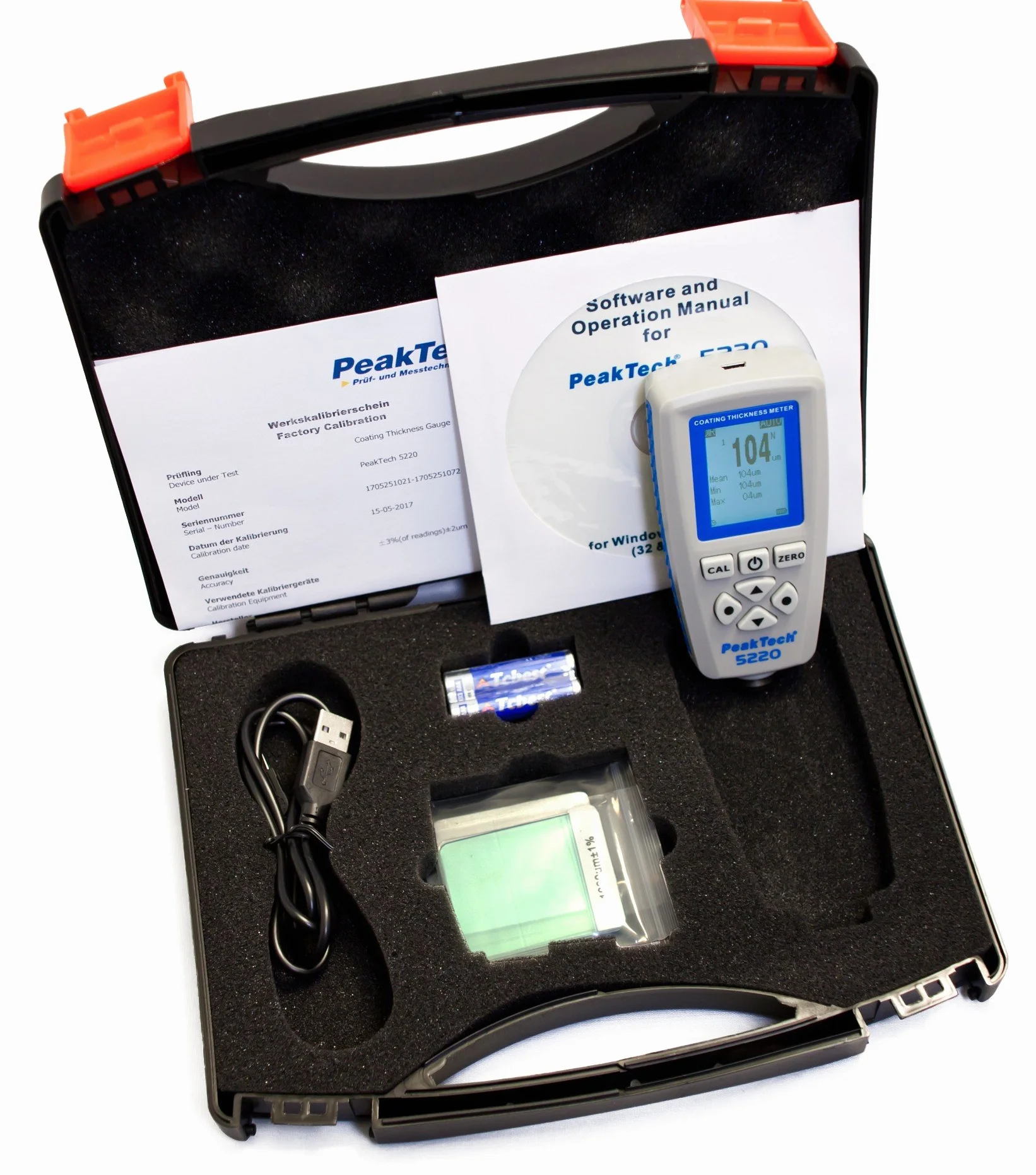 PeakTech P 5220 Miernik grubości powłok 0-1300 µm FE Non-FE USB