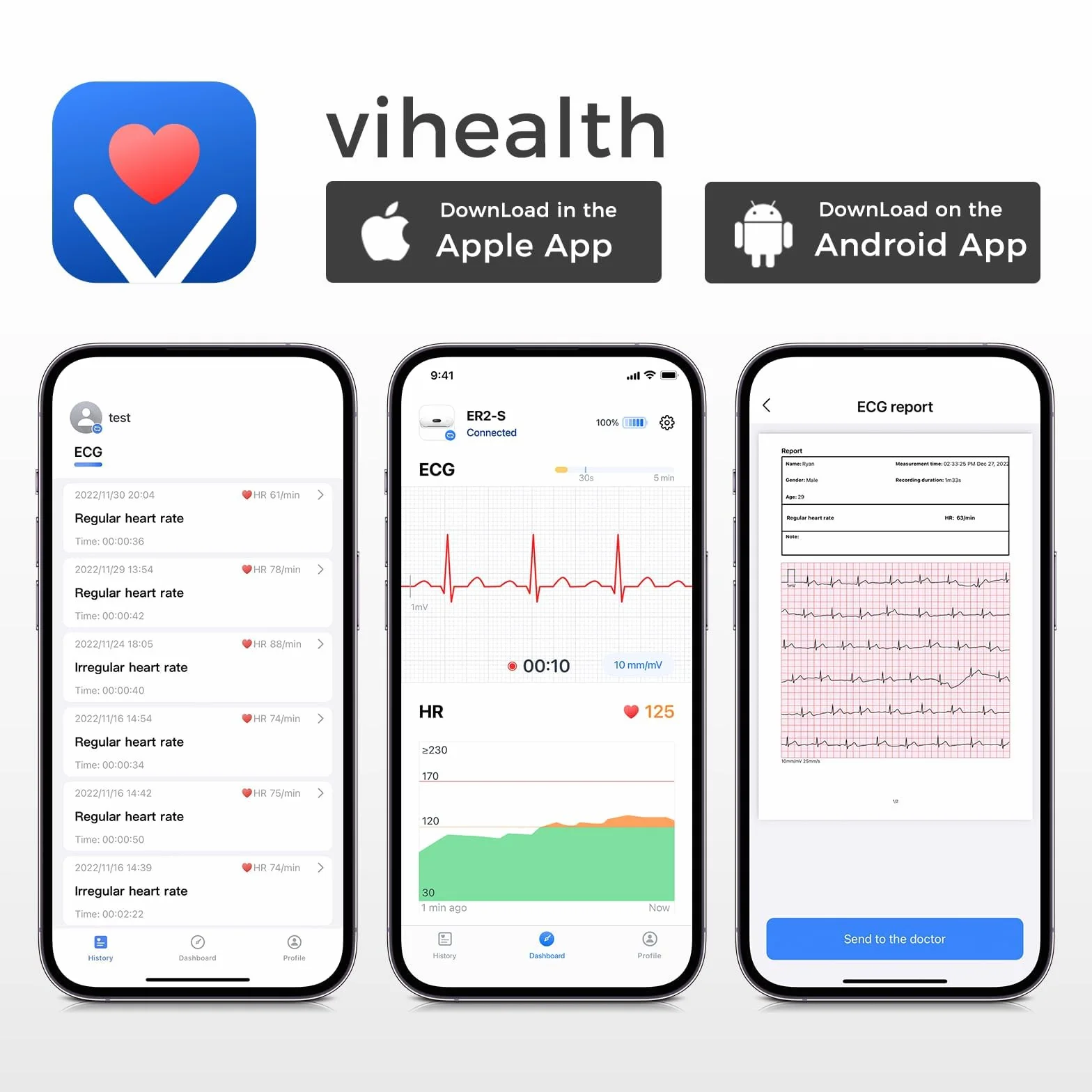 CheckMe DuoEK-S urządzenie EKG z analizą raportów EKG do domu, monitorowanie 30-5 min, bezprzewodowy przenośny monitor EKG Bluetooth z aplikacją do iOS i Android