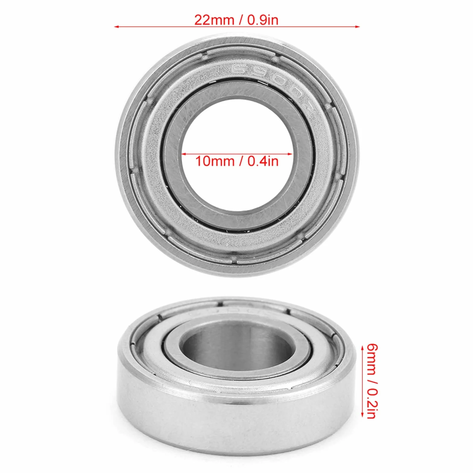 Roulement Poussette Yoyo 10 Sztuk 6900Zz Podwójne łożyska Stalowe 10X22X6Mm Stal łożyskowa 6900Z łożysko