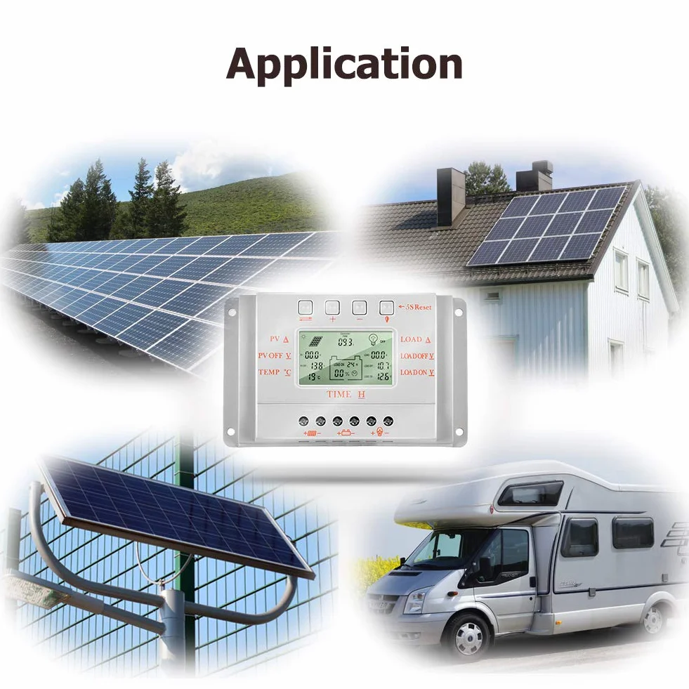 SolaMr 10A Solar Charge Controller 12V/24V Auto Identification Intelligent Regulator z wyświetlaczem LCD M10