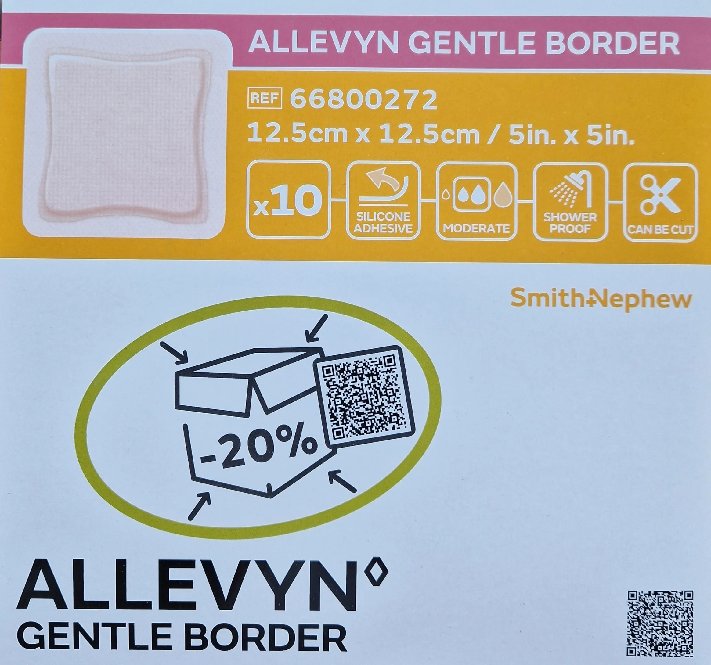 Smith & Nephew Zestaw 10 silikonowych plastrów hydrokomórkowych 12,5 cm x 12,5 cm