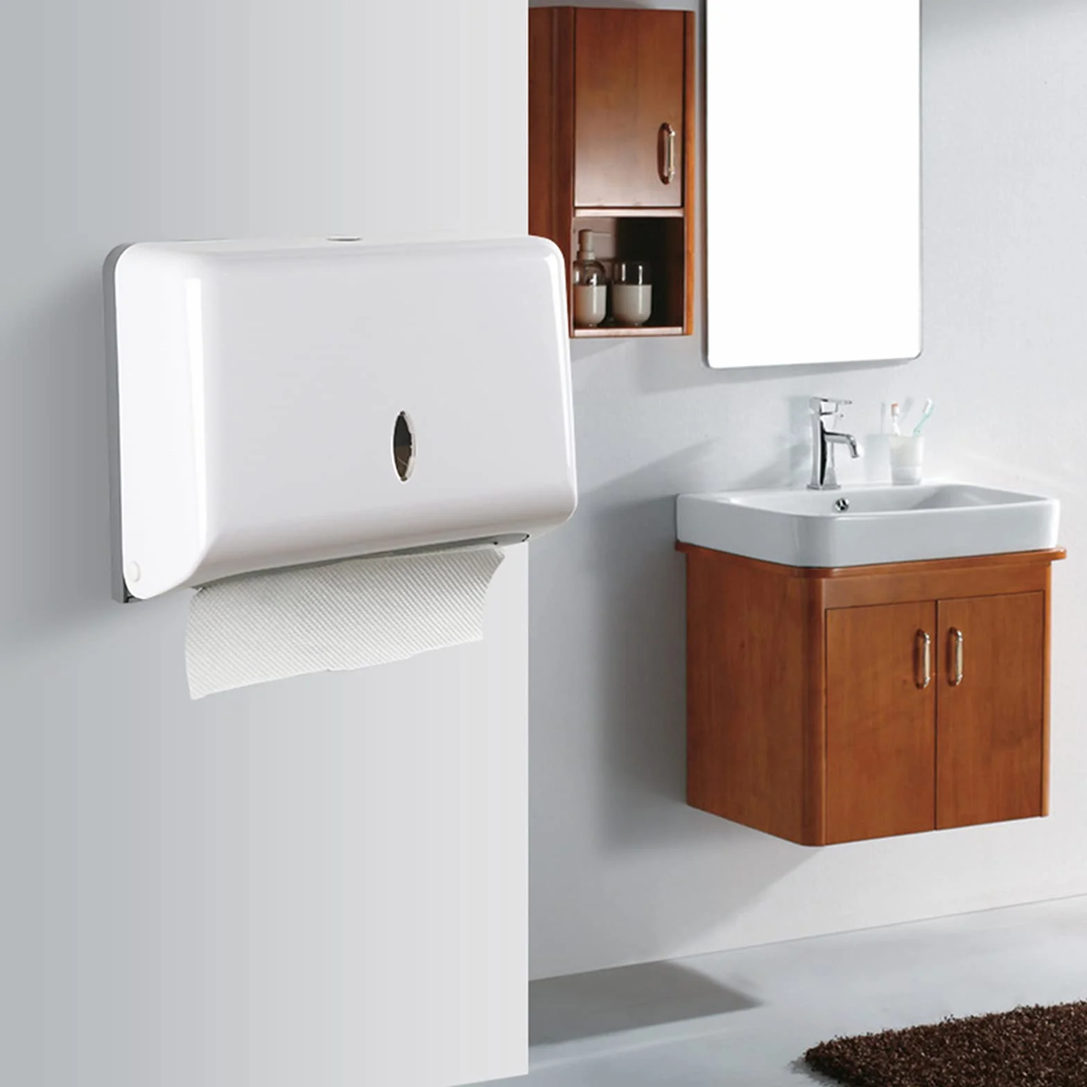 NICEME Dozownik ręczników papierowych, montowany na ścianie, składany w C, komercyjny dozownik ręczników do rąk, do kuchni, łazienki, hotelu, restauracji, mieści 200 papierów, biały